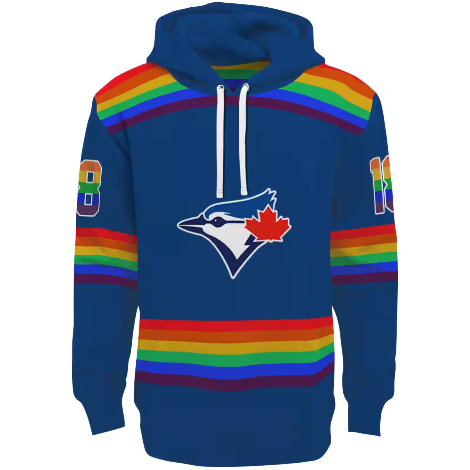 Custom Toronto Blue Jays Rainbow Stripes Blue Hoodie