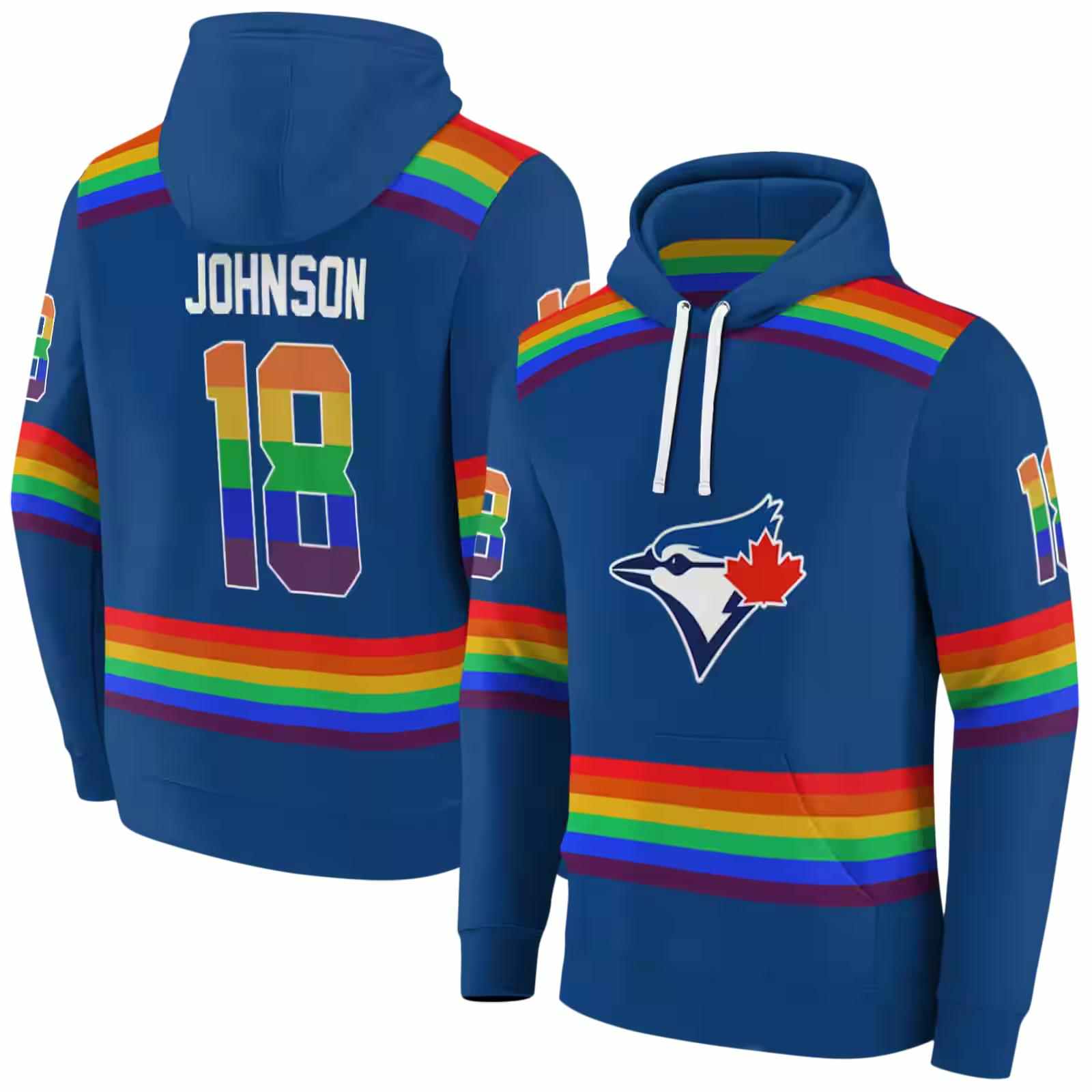 custom toronto blue jays rainbow stripes blue hoodie fashion forward