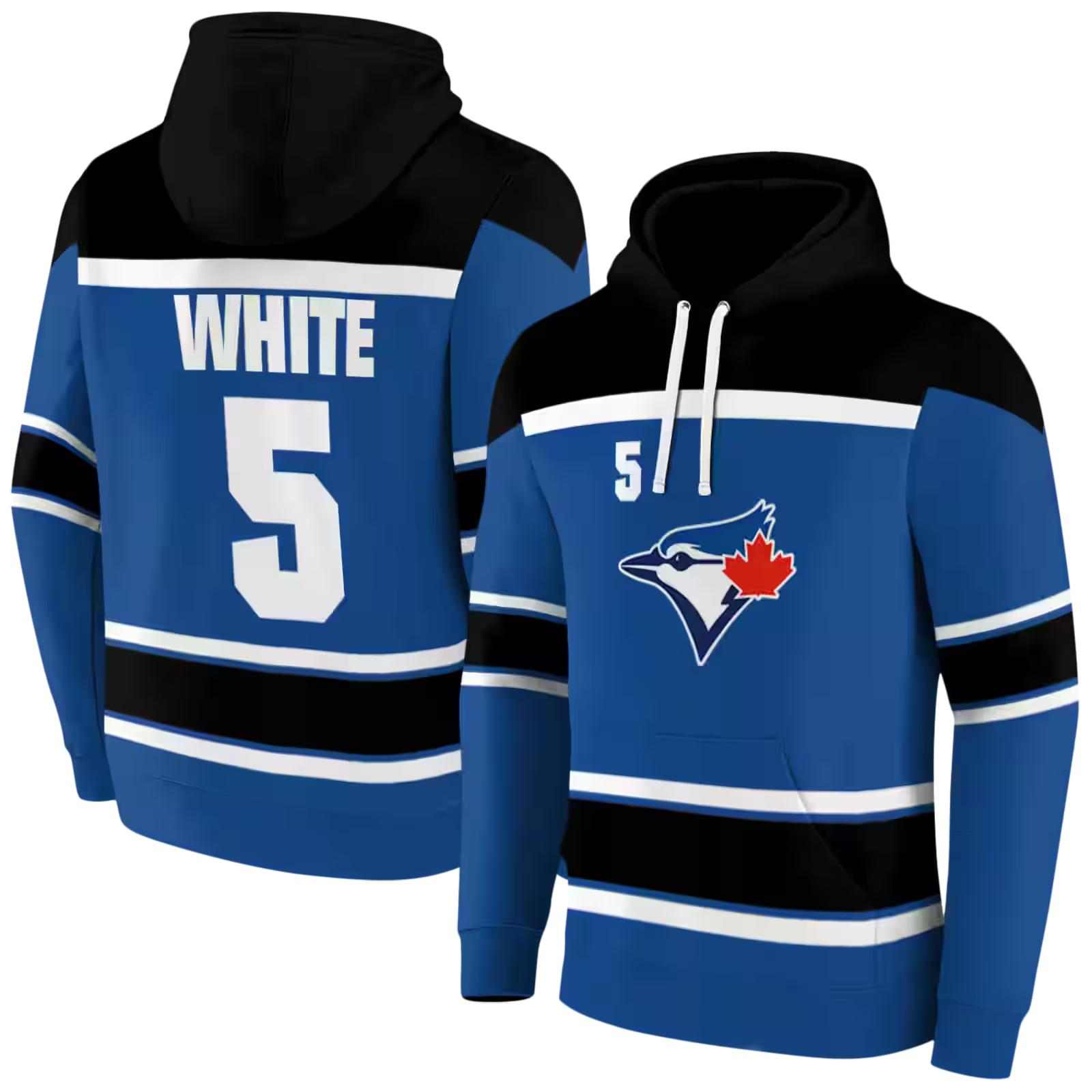 custom toronto blue jays striped pattern blue hoodie fashion forward