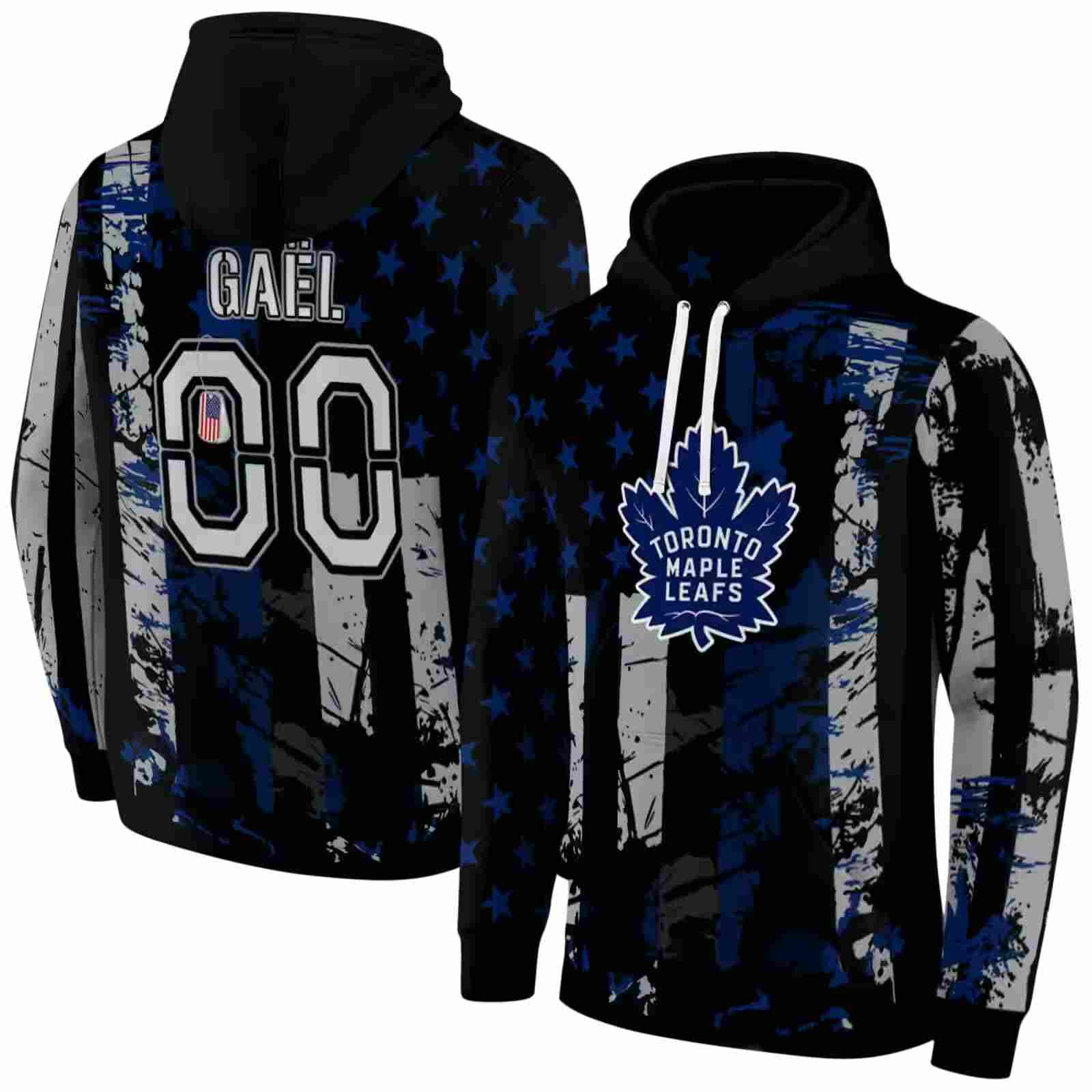 custom toronto maple leafs distressed flag blue black hoodie fashion forward