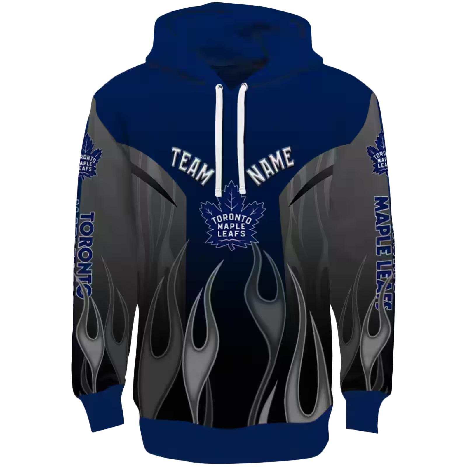 Custom Toronto Maple Leafs Flame Design Blue Hoodie