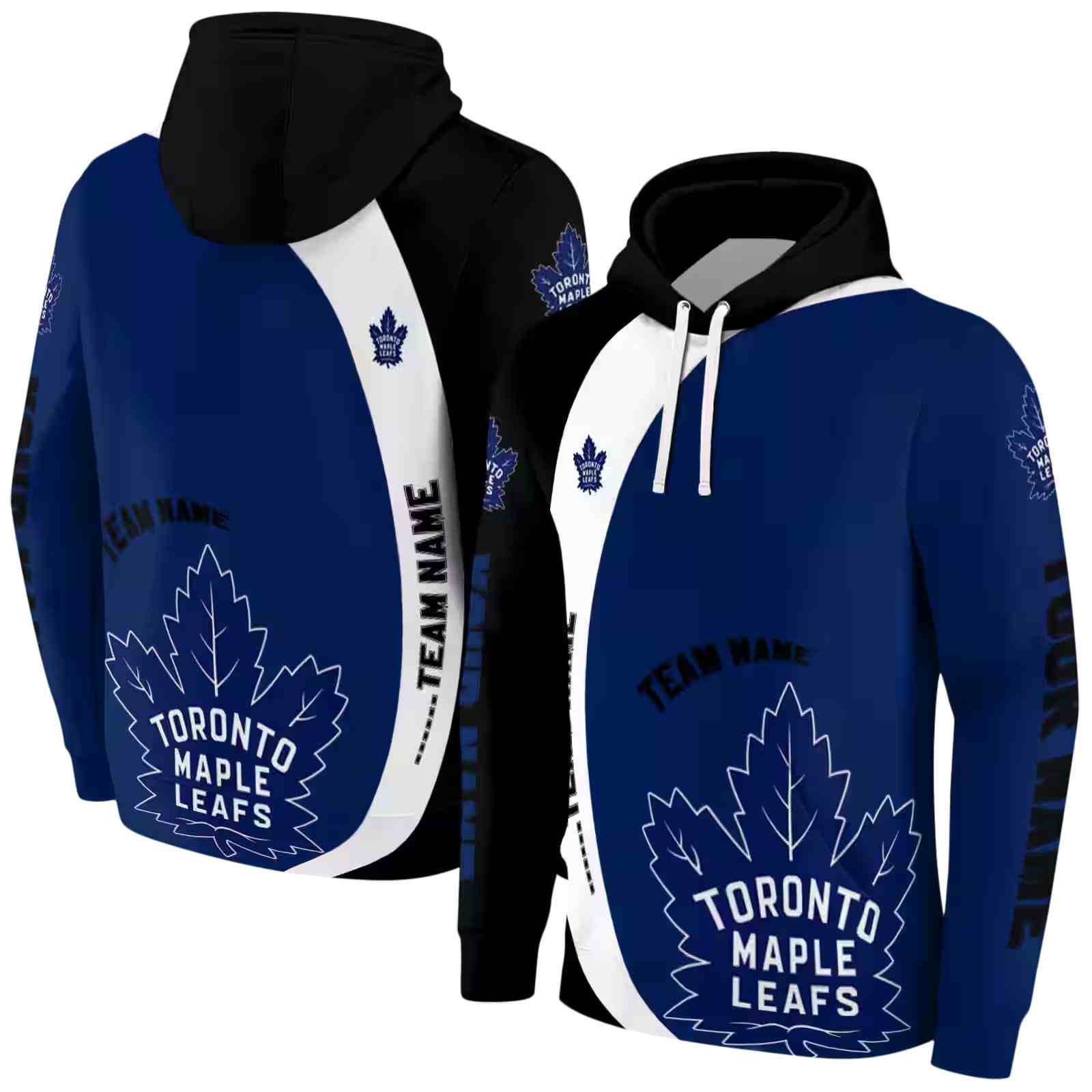 custom toronto maple leafs minimalist design blue black hoodie fashion forward