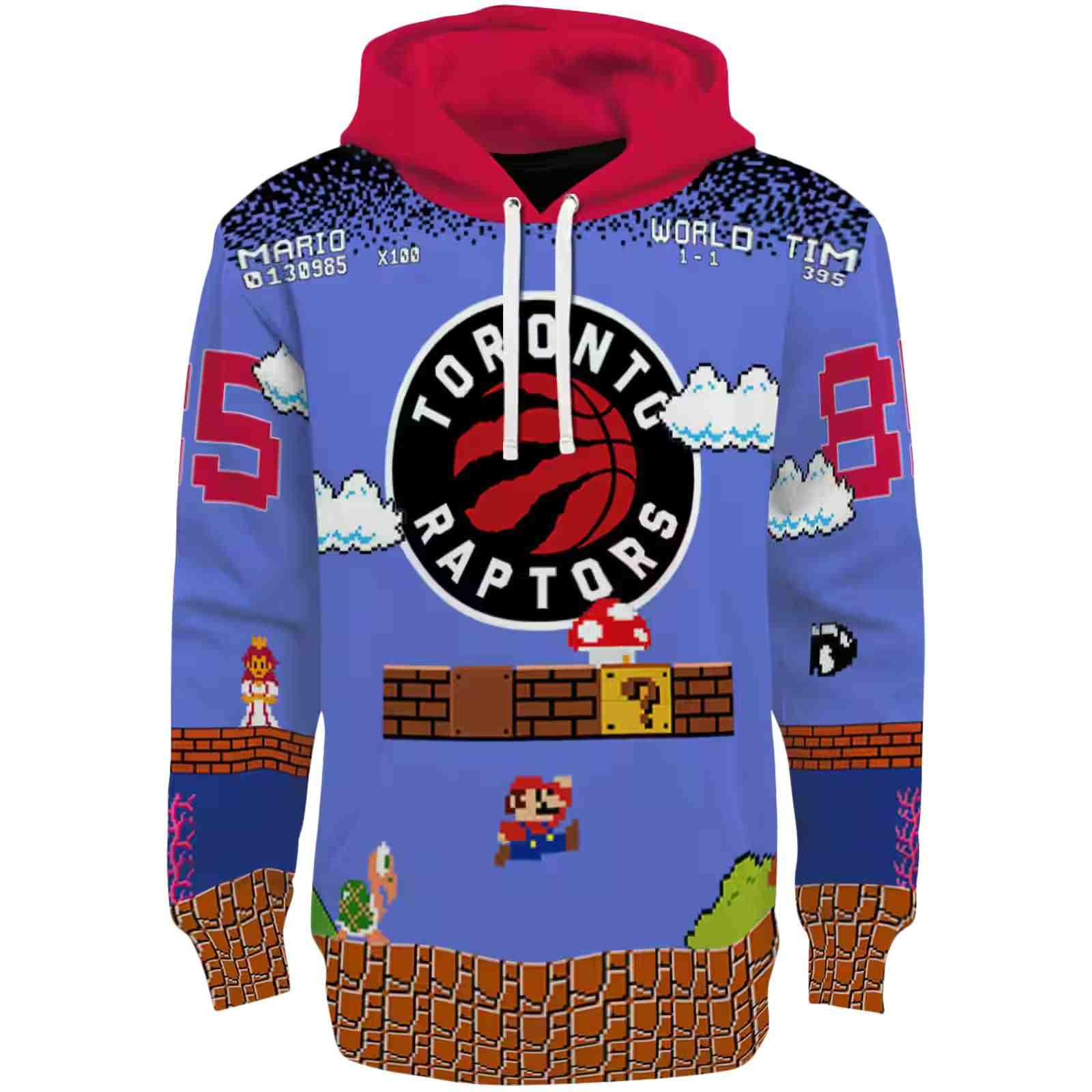 Custom Toronto Raptors Mario Blue Black Hoodie