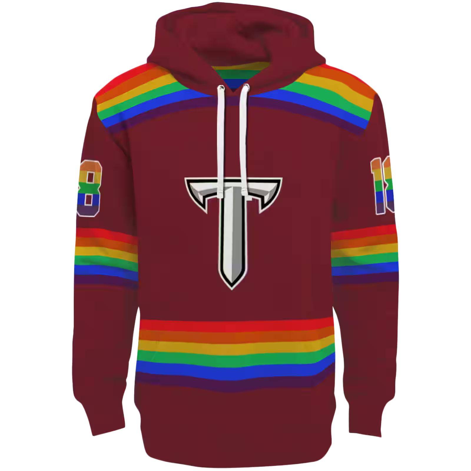 Custom Troy Trojans Rainbow Stripes Red Hoodie