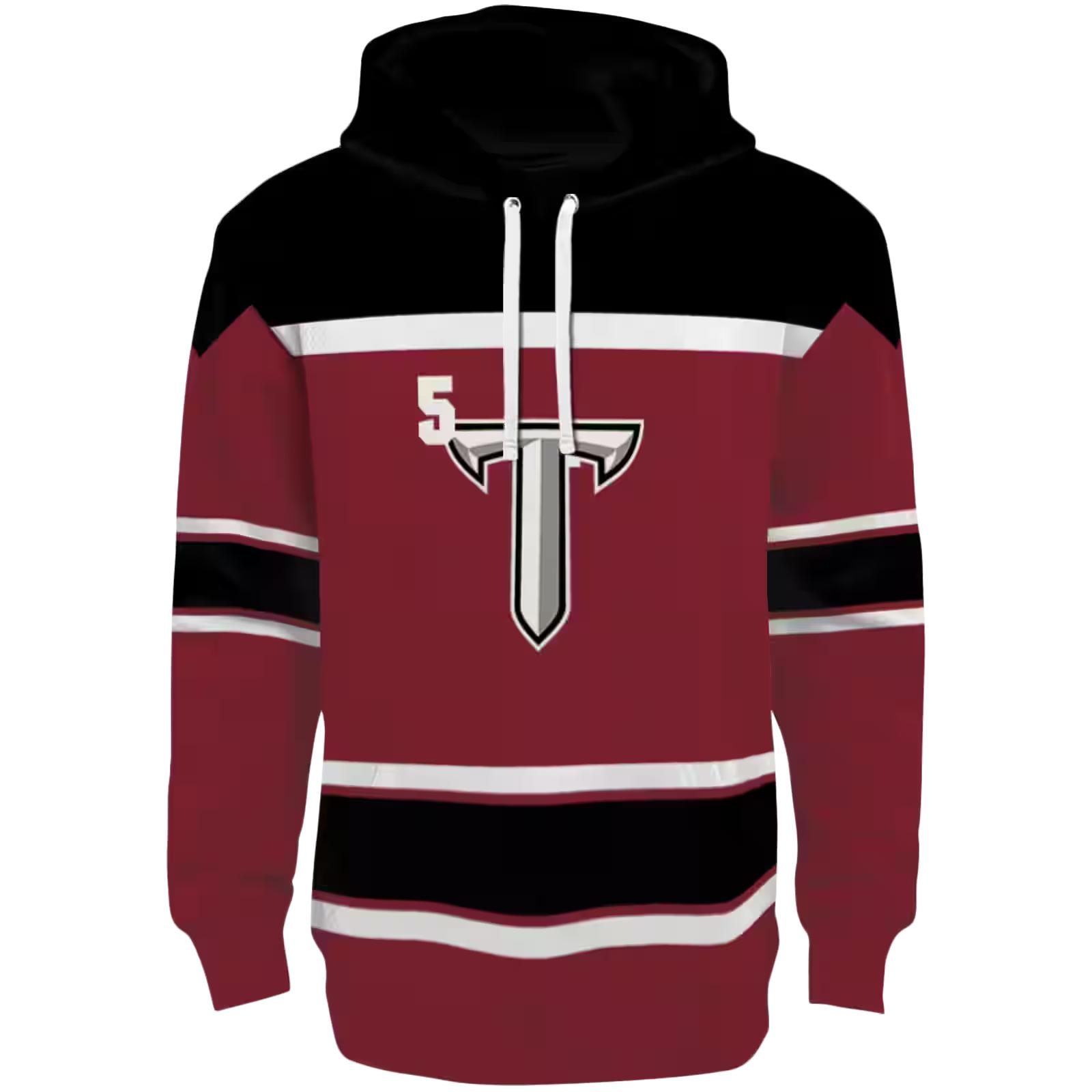 Custom Troy Trojans Striped Pattern Red Hoodie