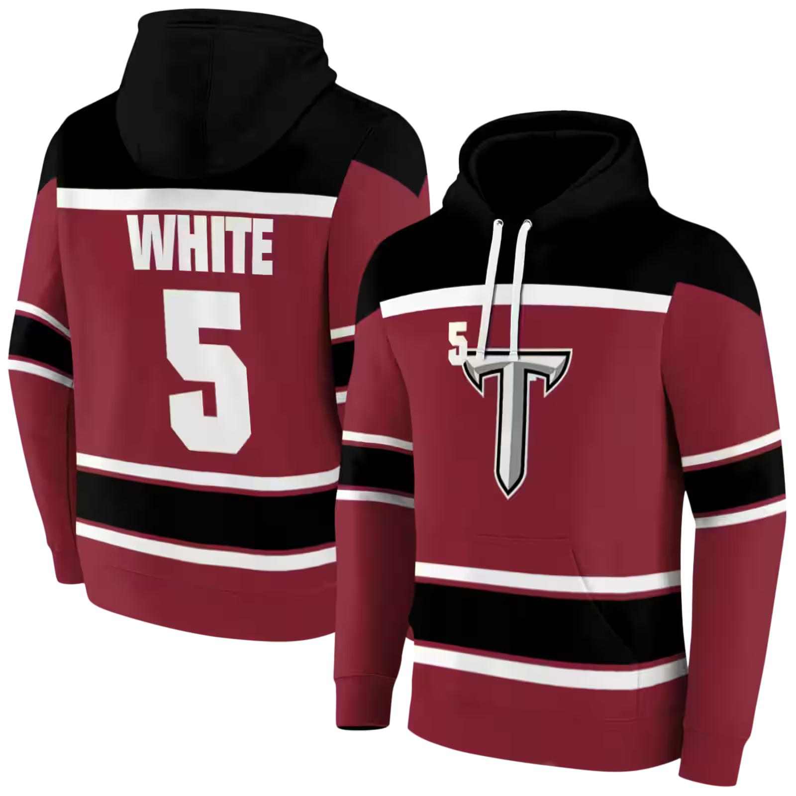 custom troy trojans striped pattern red hoodie fashion forward
