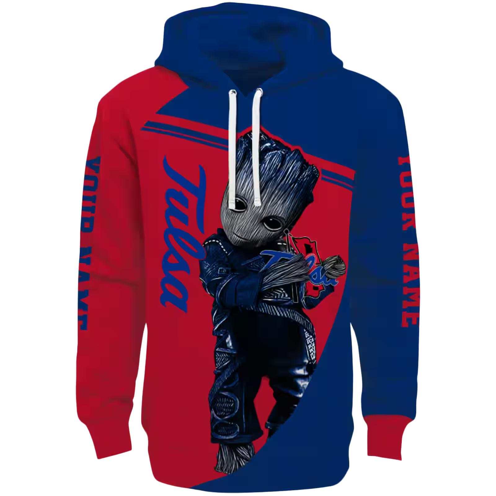 Custom Tulsa Golden Hurricane Groot Blue Hoodie