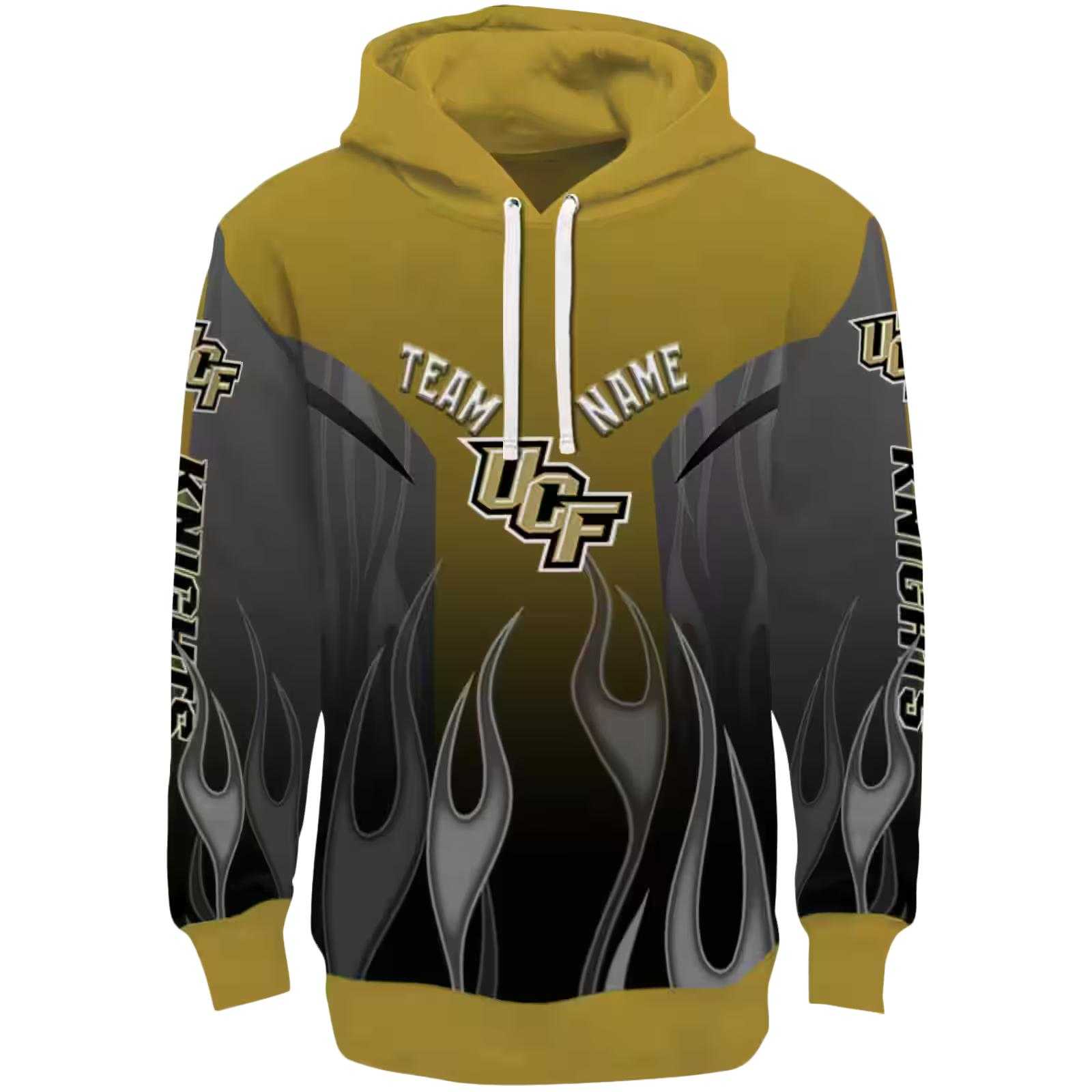 Custom UCF Knights Flame Design Gold Hoodie