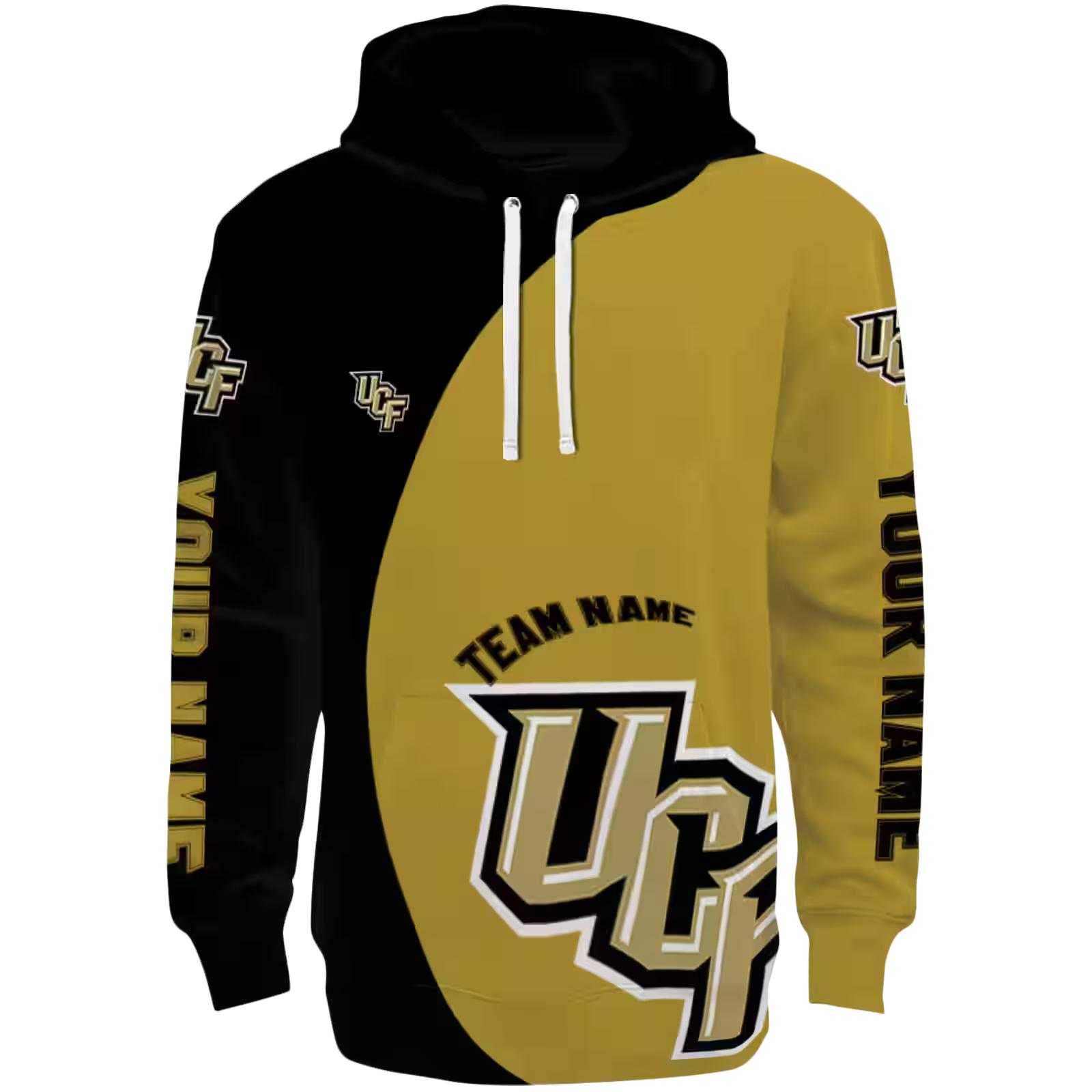 Custom UCF Knights Minimalist Design Gold Black Hoodie