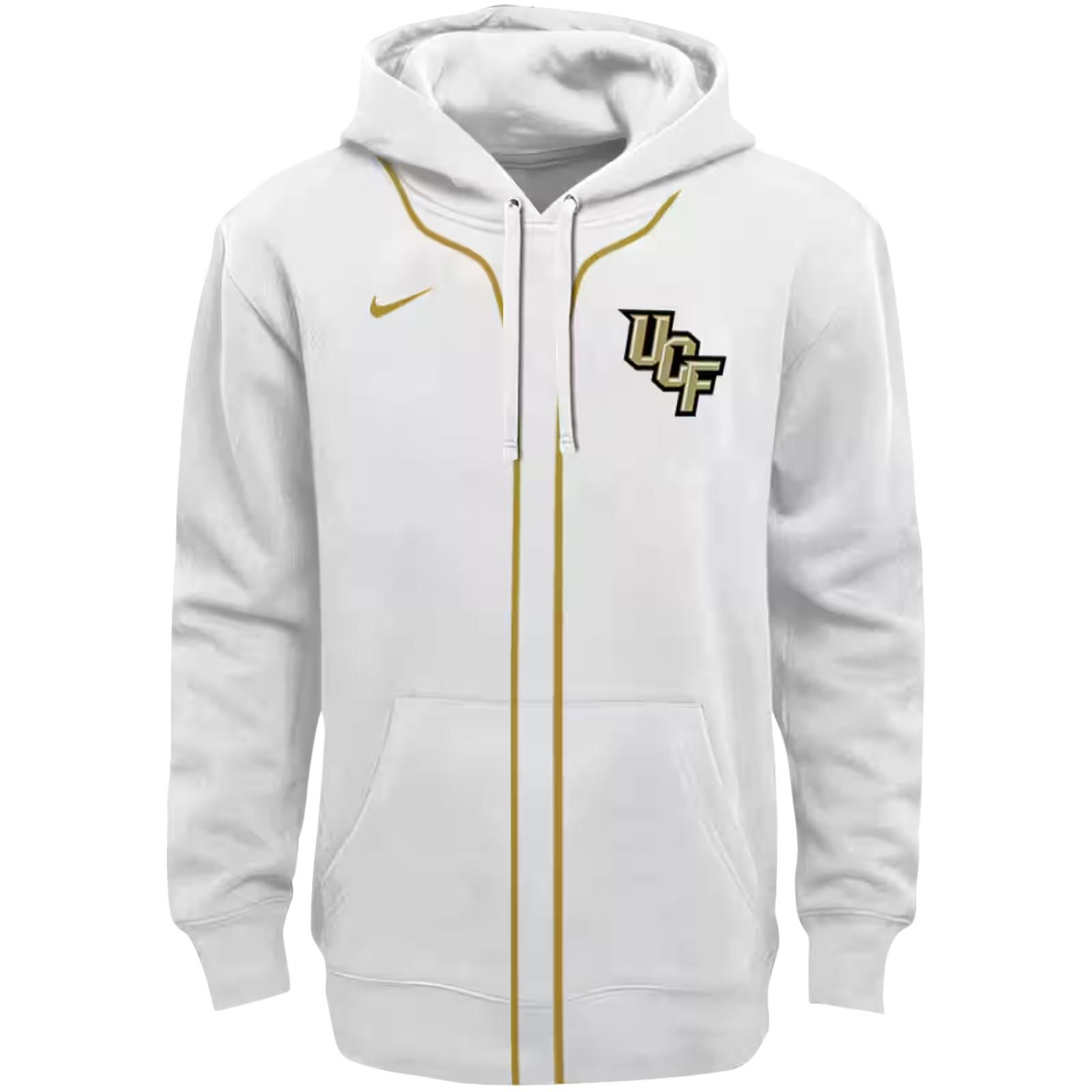 Custom UCF Knights Sporty Stripe White Hoodie