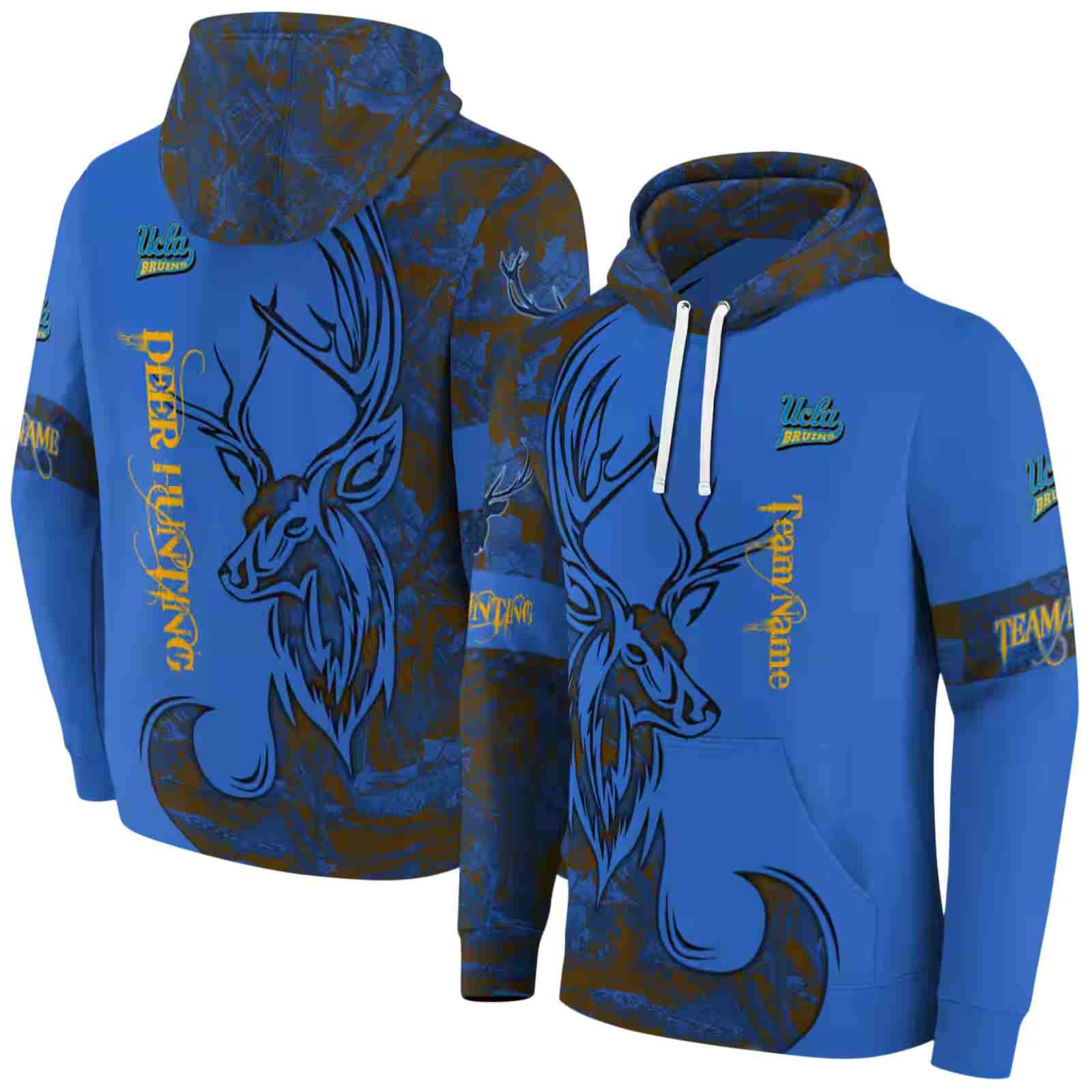 custom ucla bruins deer silhouette blue hoodie fashion forward