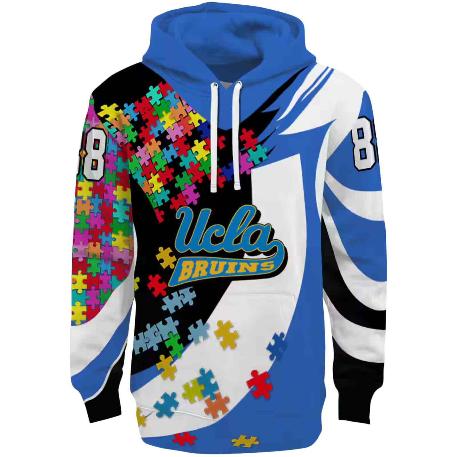 Custom UCLA Bruins Puzzle Pieces Blue Hoodie