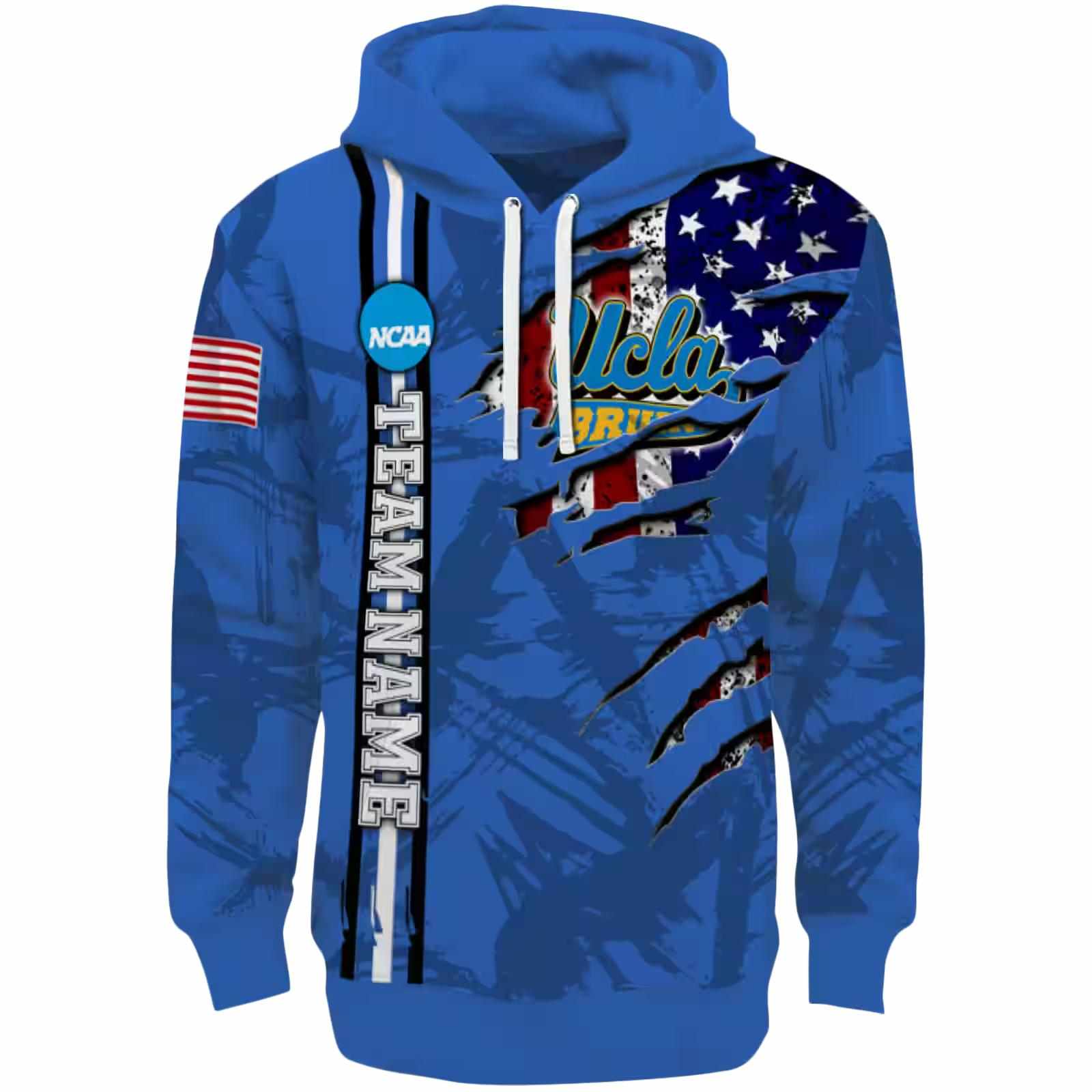 Custom UCLA Bruins Ripped Flag Blue Hoodie