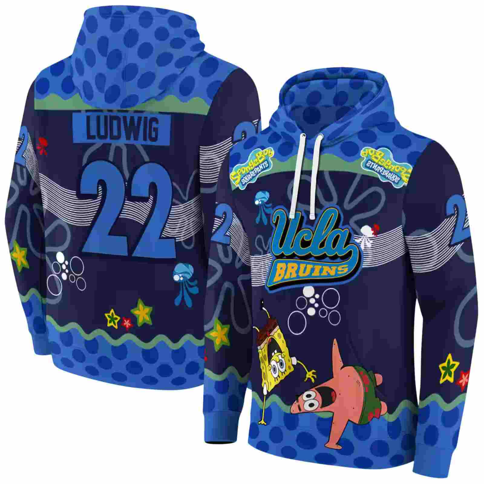 custom ucla bruins spongebob patrick star blue navy hoodie fashion forward