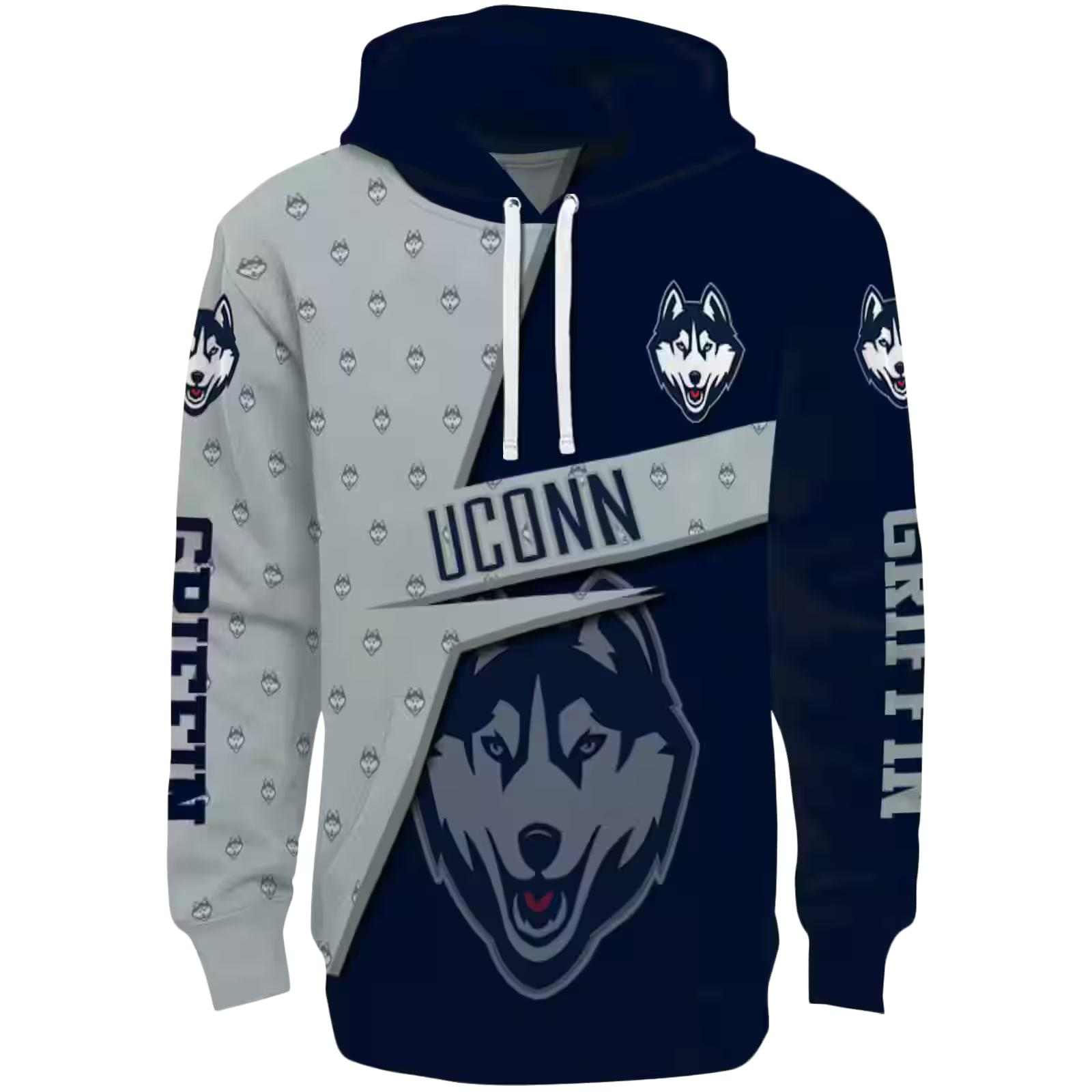 Custom UConn Huskies Abstract Shape Blue Hoodie