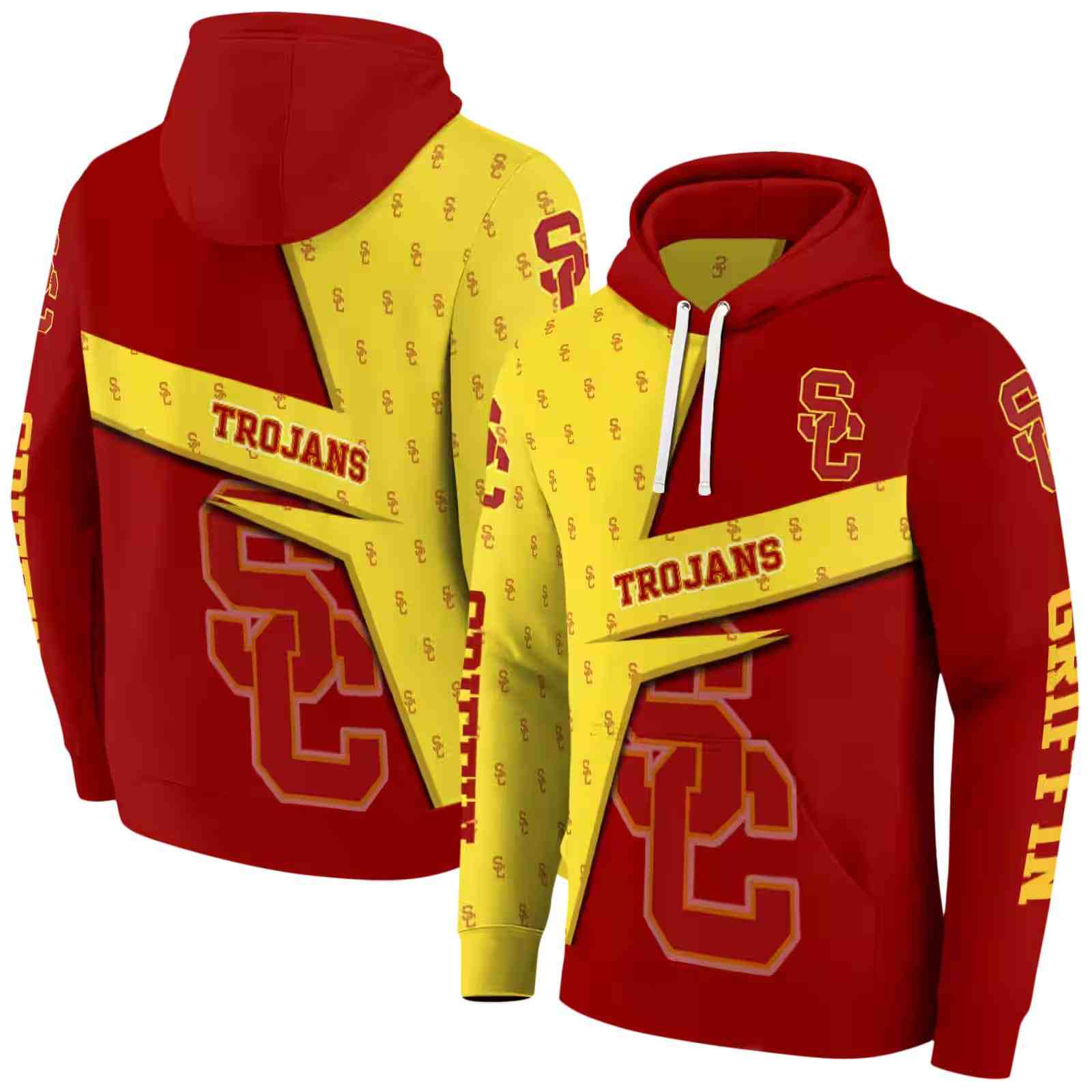 custom usc trojans abstract shape red hoodie fashion forward