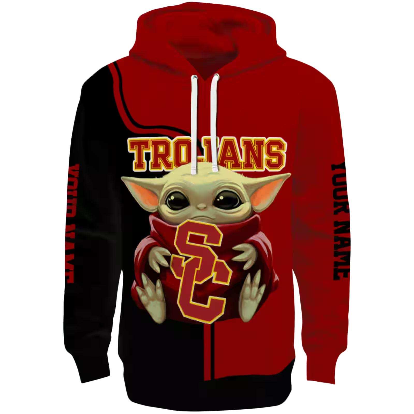 Custom USC Trojans Baby Yoda Red Black Hoodie