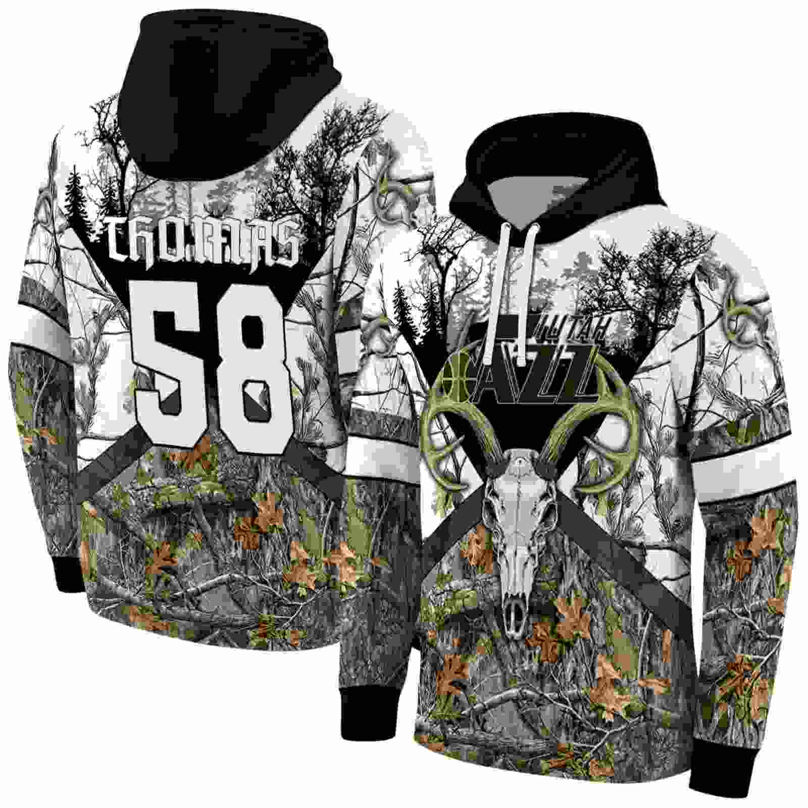 custom utah jazz forest silhouette hoodie fashion forward