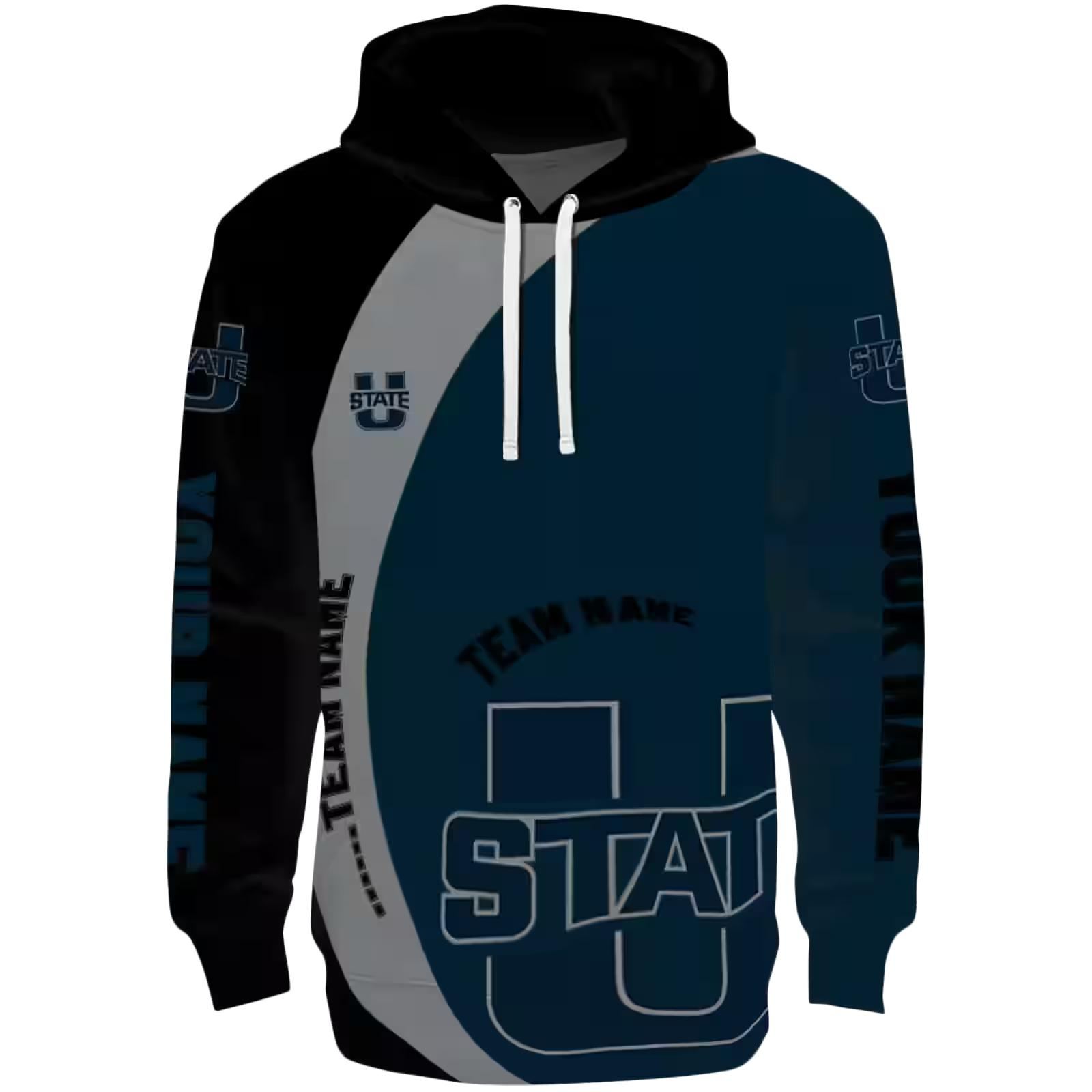 Custom Utah State Aggies Minimalist Design Navy Black Hoodie