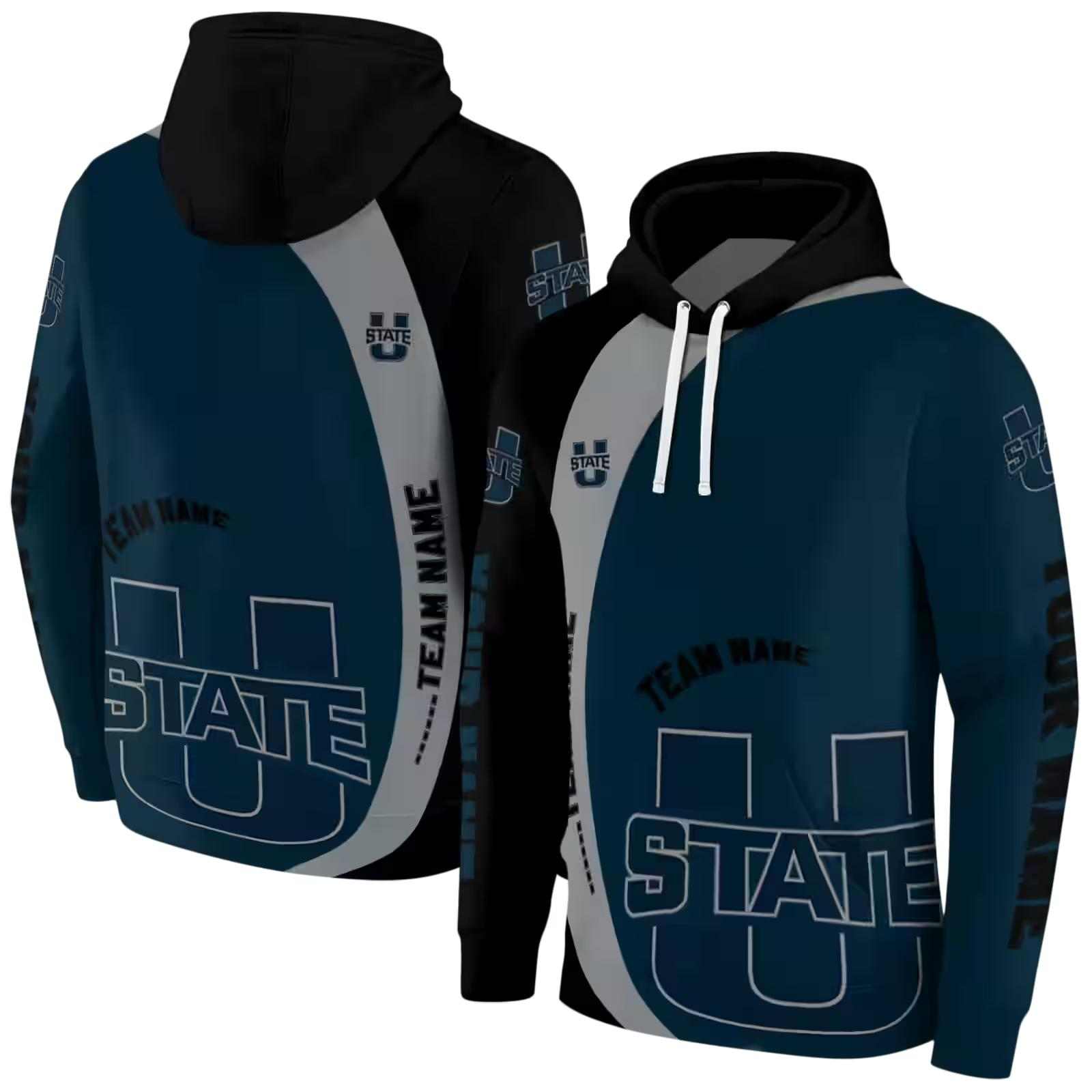 custom utah state aggies minimalist design navy black hoodie fashion forward