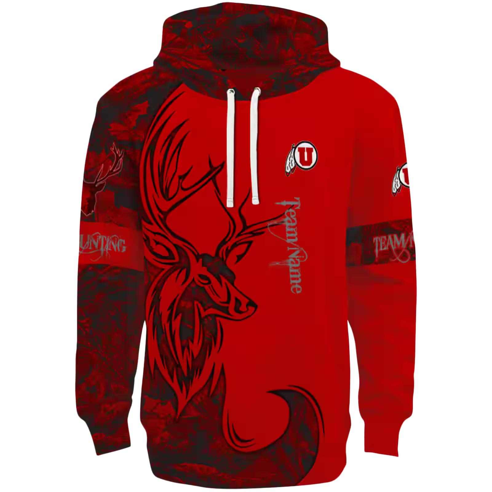 Custom Utah Utes Deer Silhouette Red Hoodie