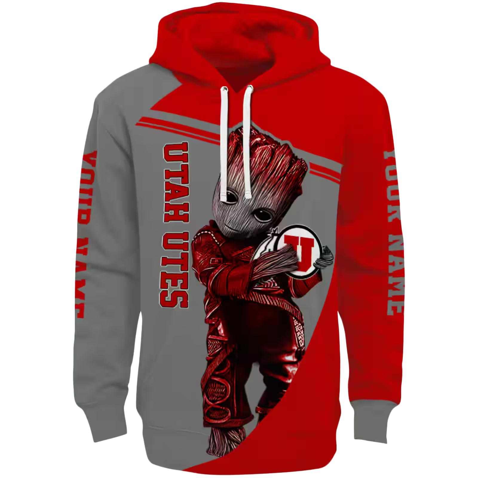 Custom Utah Utes Groot Red Hoodie