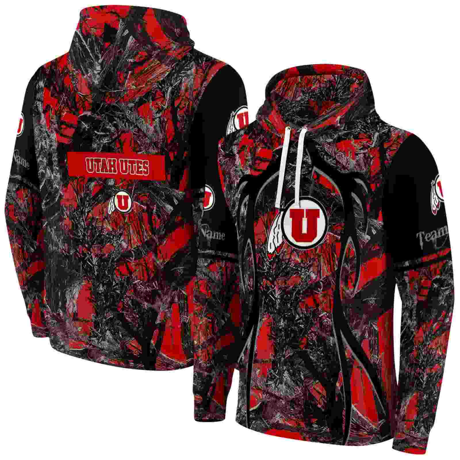 custom utah utes hunting theme red black hoodie fashion forward