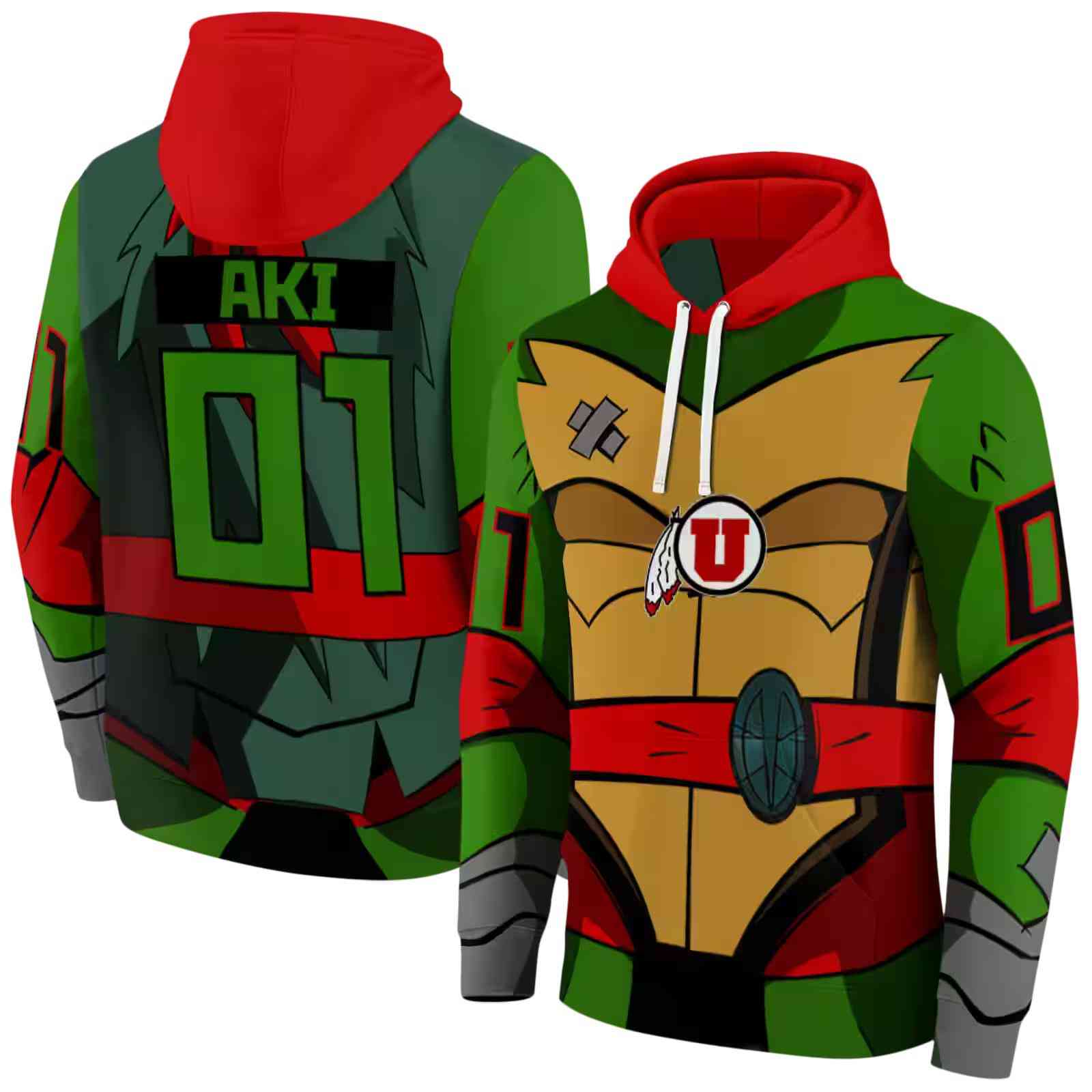 custom utah utes superhero armor red green hoodie fashion forward