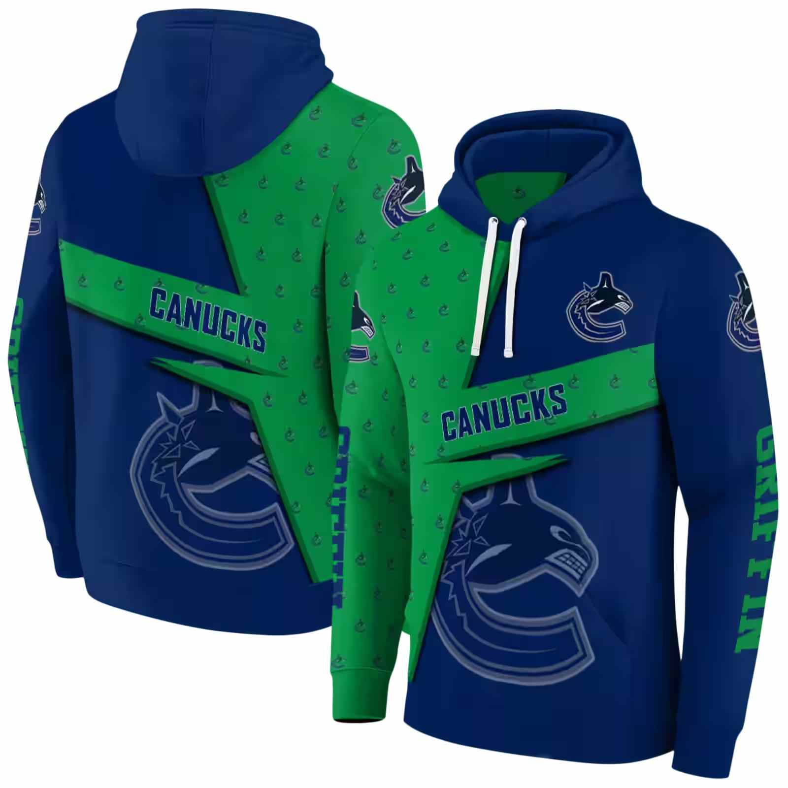 custom vancouver canucks abstract shape blue hoodie fashion forward