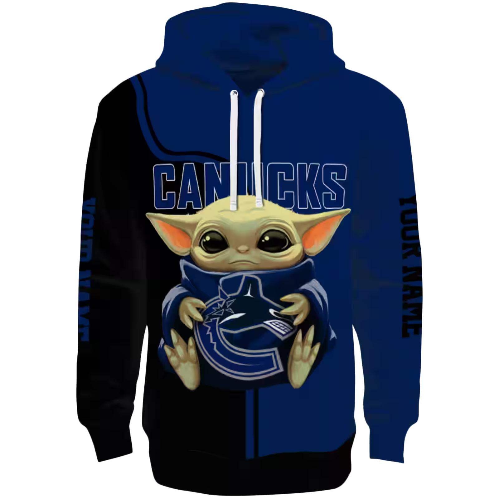 Custom Vancouver Canucks Baby Yoda Blue Black Hoodie