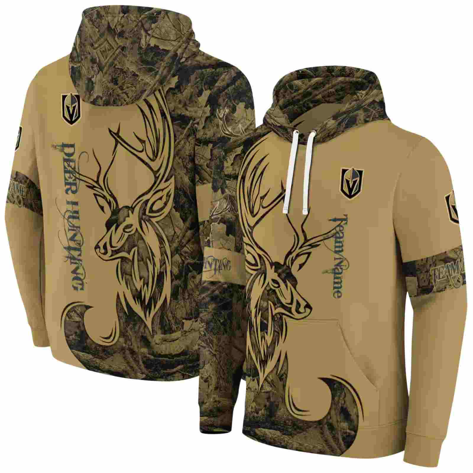 custom vegas golden knights deer silhouette tan hoodie fashion forward