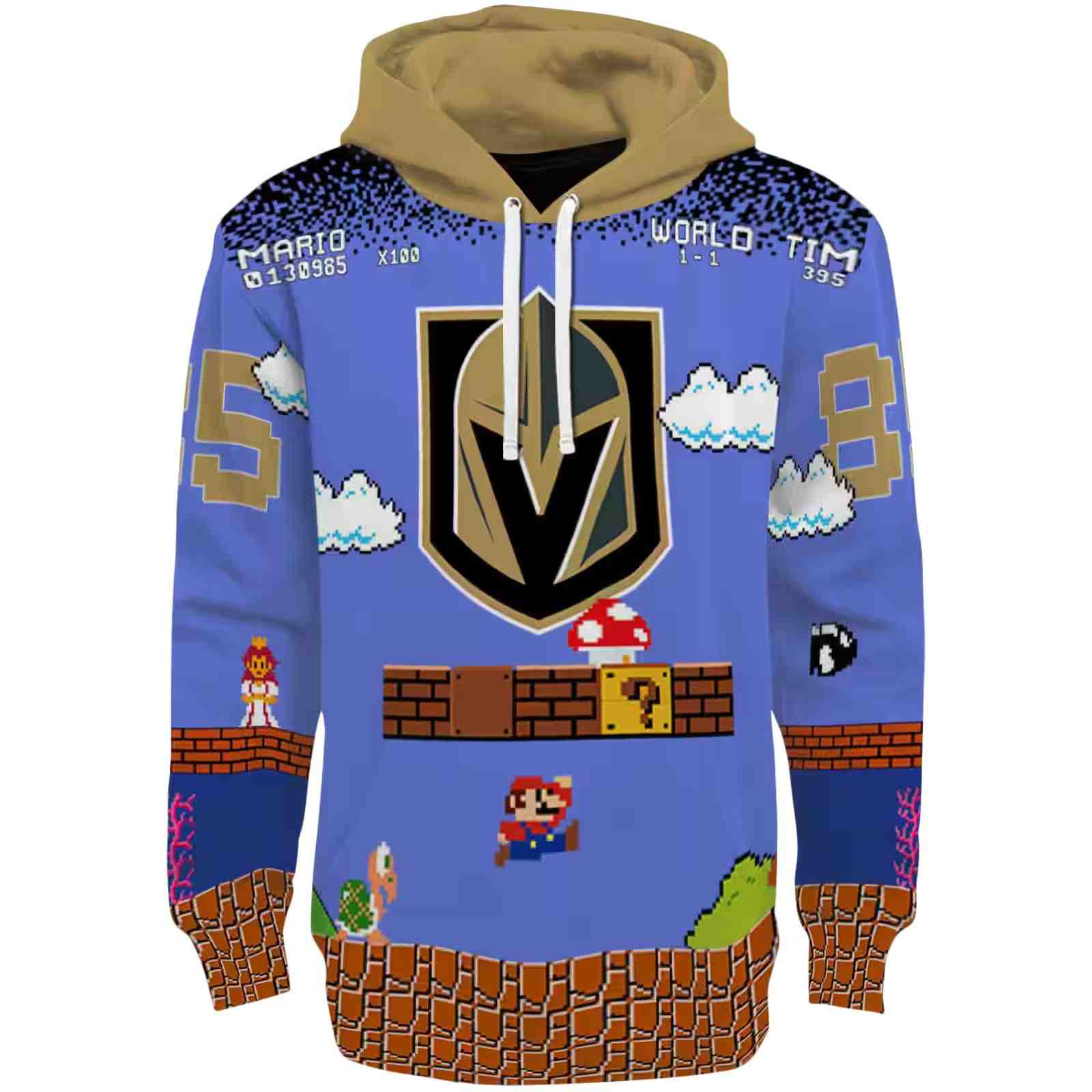 Custom Vegas Golden Knights Mario Blue Black Hoodie