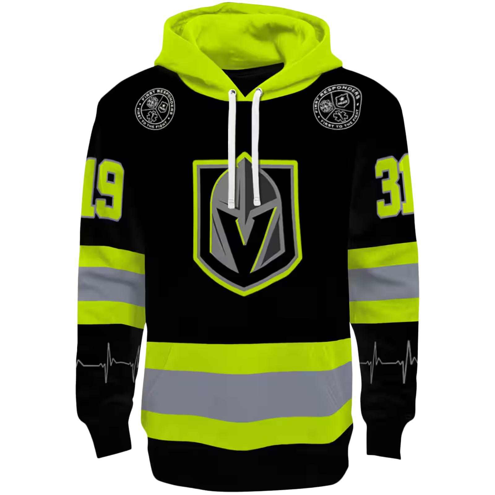 Custom Vegas Golden Knights Safety Motif Black Neon Green Hoodie