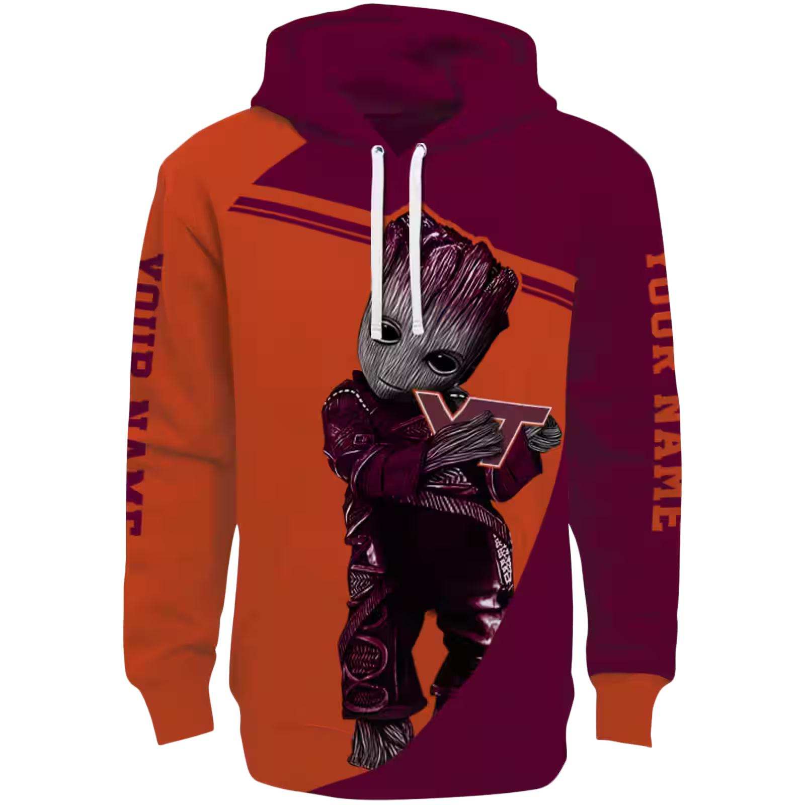 Custom Virginia Tech Hokies Groot Maroon Hoodie