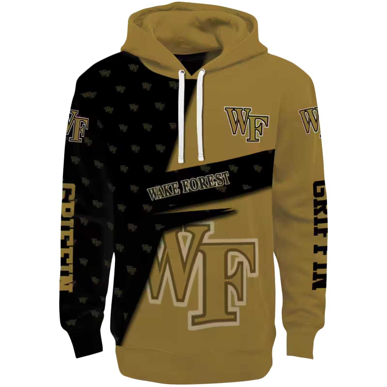 Custom Wake Forest Demon Deacons Abstract Shape Gold Hoodie