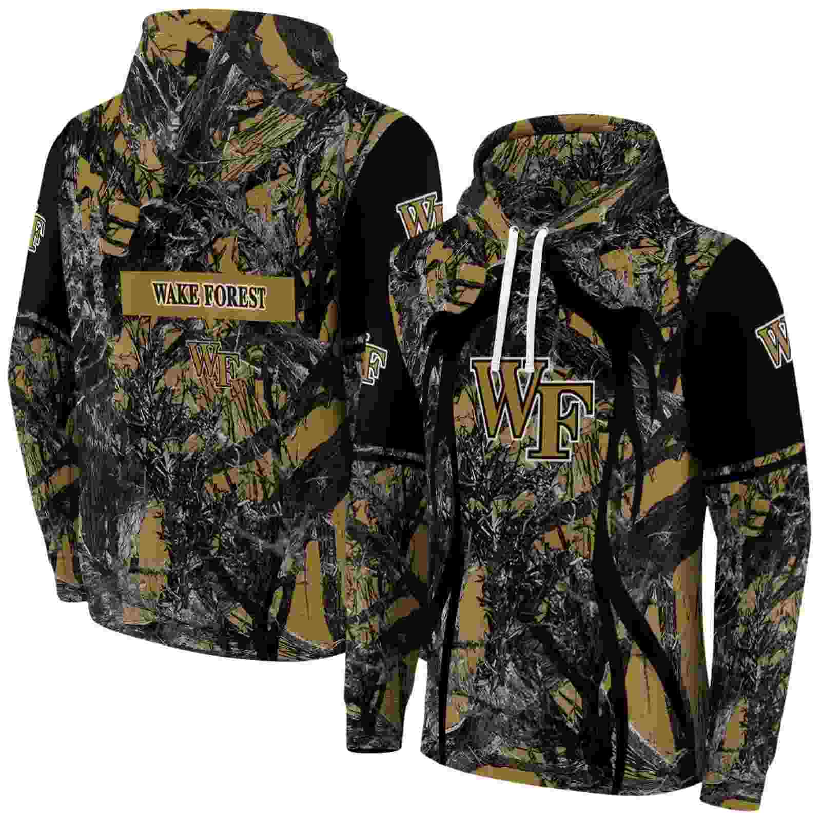 custom wake forest demon deacons hunting theme gold black hoodie fashion forward