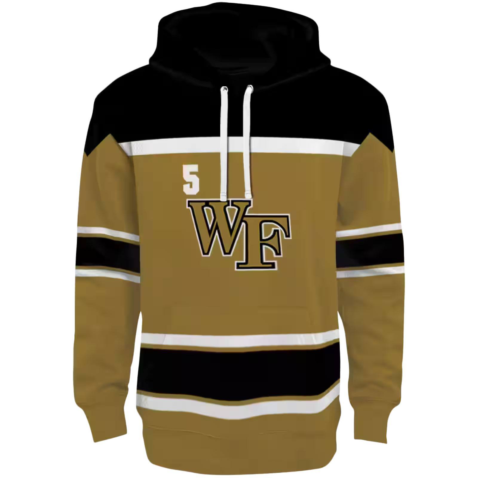 Custom Wake Forest Demon Deacons Striped Pattern Gold Hoodie