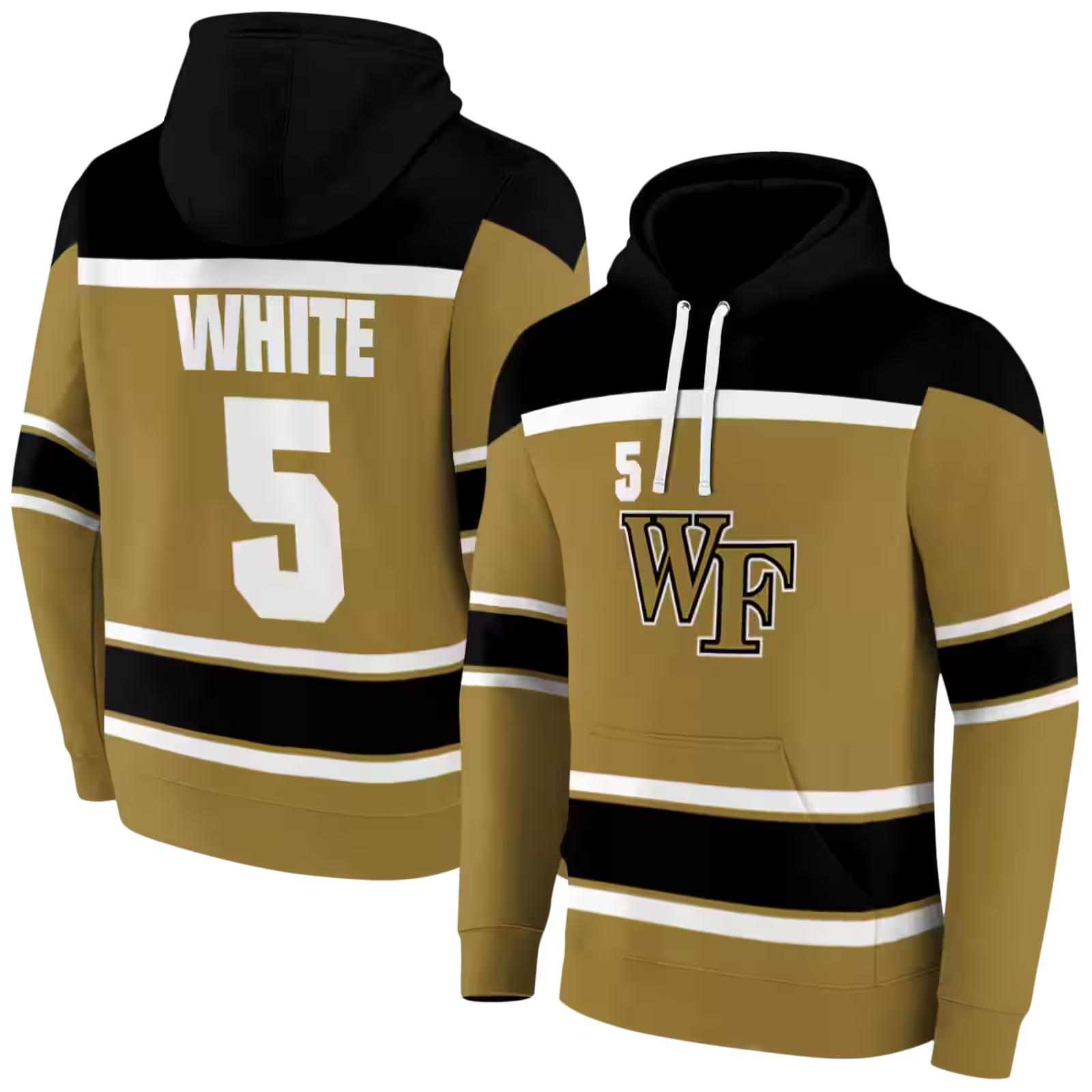 custom wake forest demon deacons striped pattern gold hoodie fashion forward