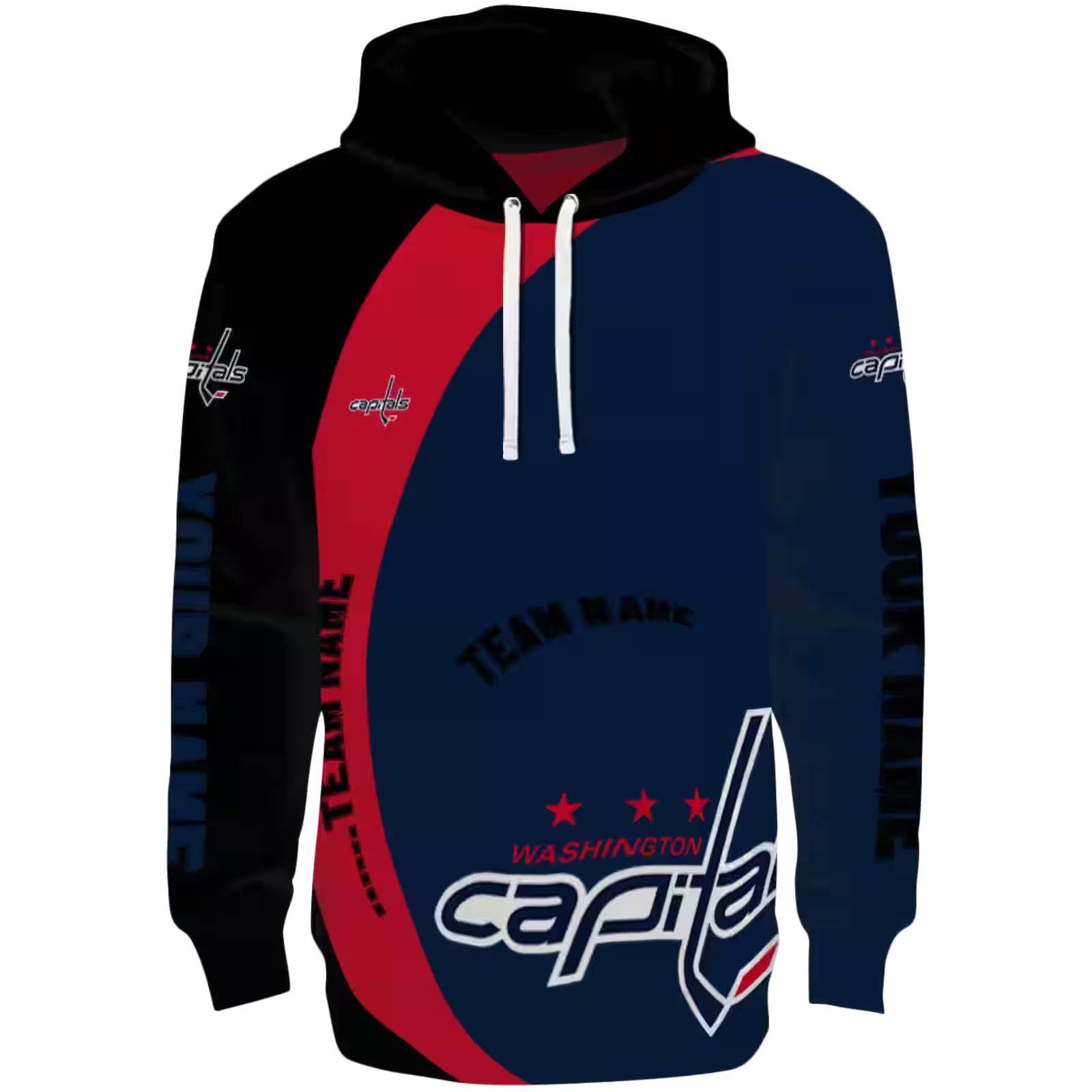 Custom Washington Capitals Minimalist Design Blue Black Hoodie