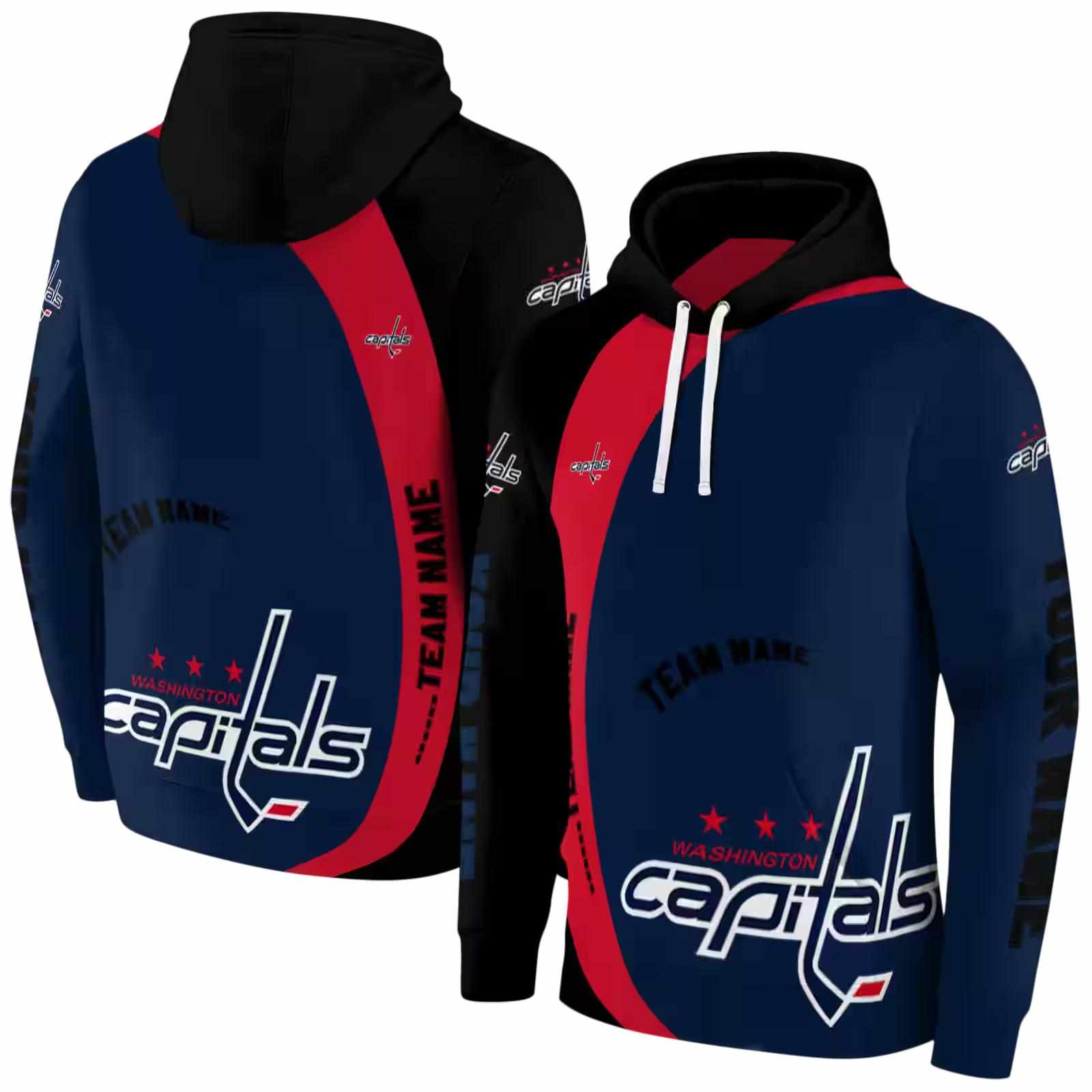 custom washington capitals minimalist design blue black hoodie fashion forward