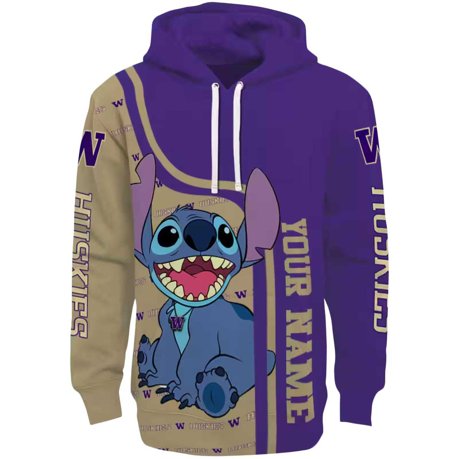 Custom Washington Huskies Stitch Purple Hoodie