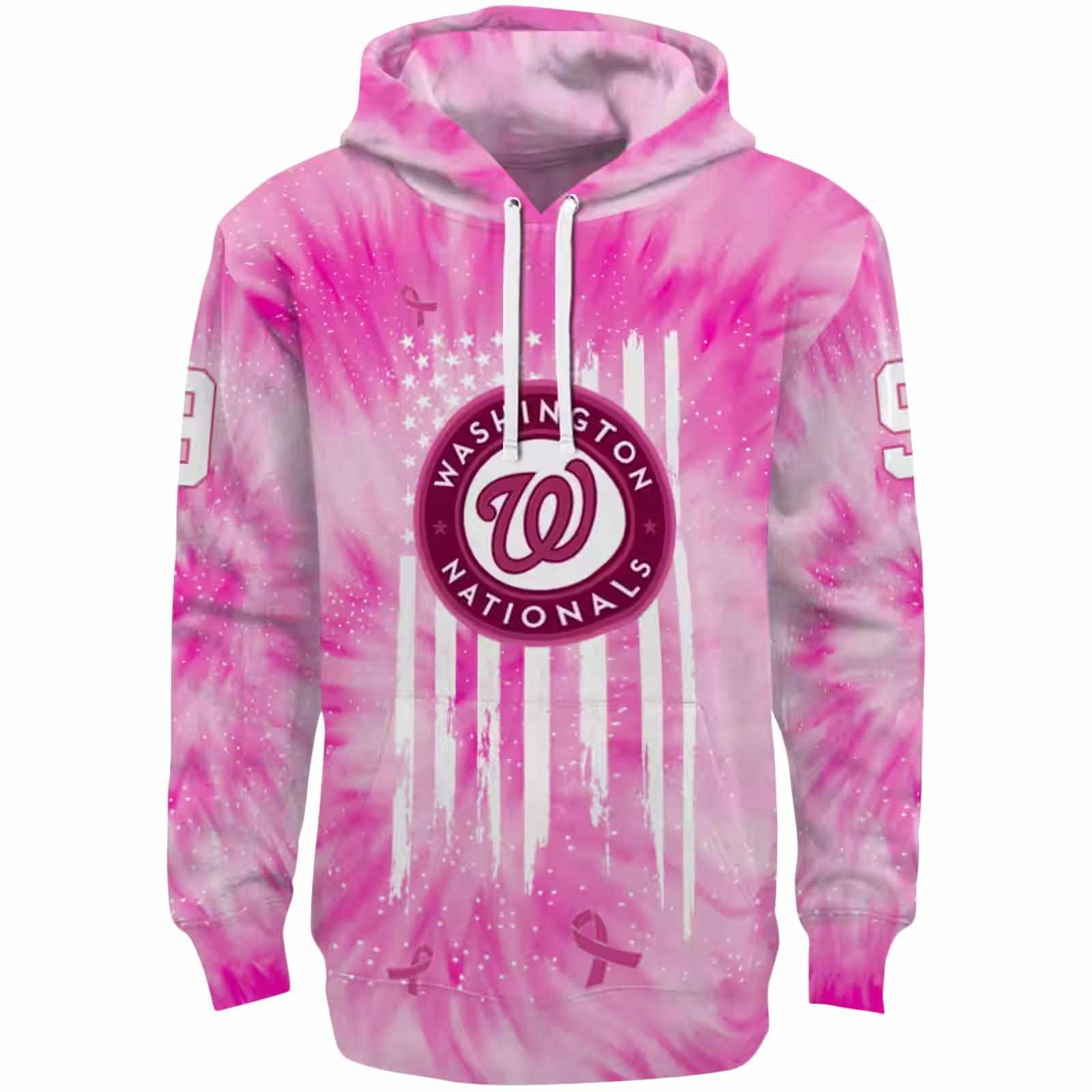 Custom Washington Nationals Cancer Support Pink Hoodie