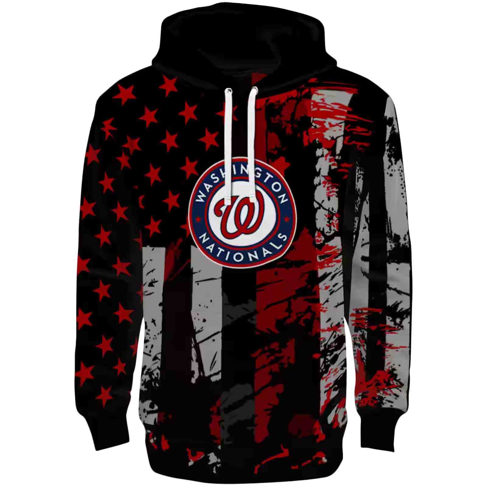 Custom Washington Nationals Distressed Flag Red Black Hoodie