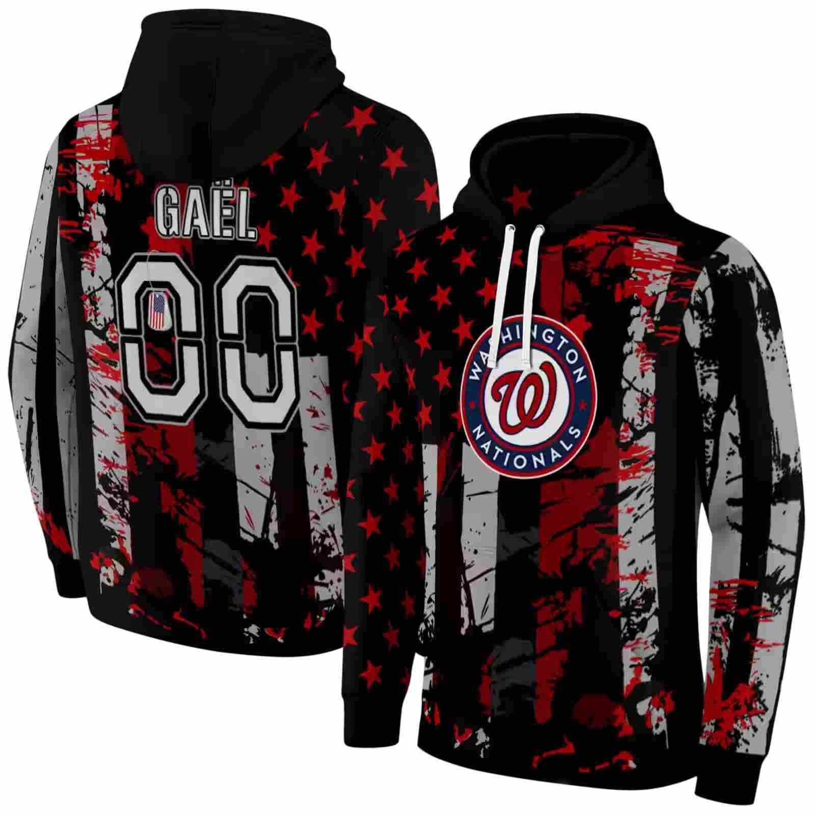 custom washington nationals distressed flag red black hoodie fashion forward