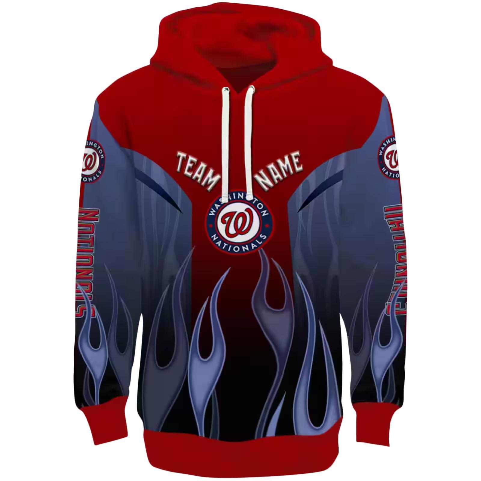 Custom Washington Nationals Flame Design Red Hoodie