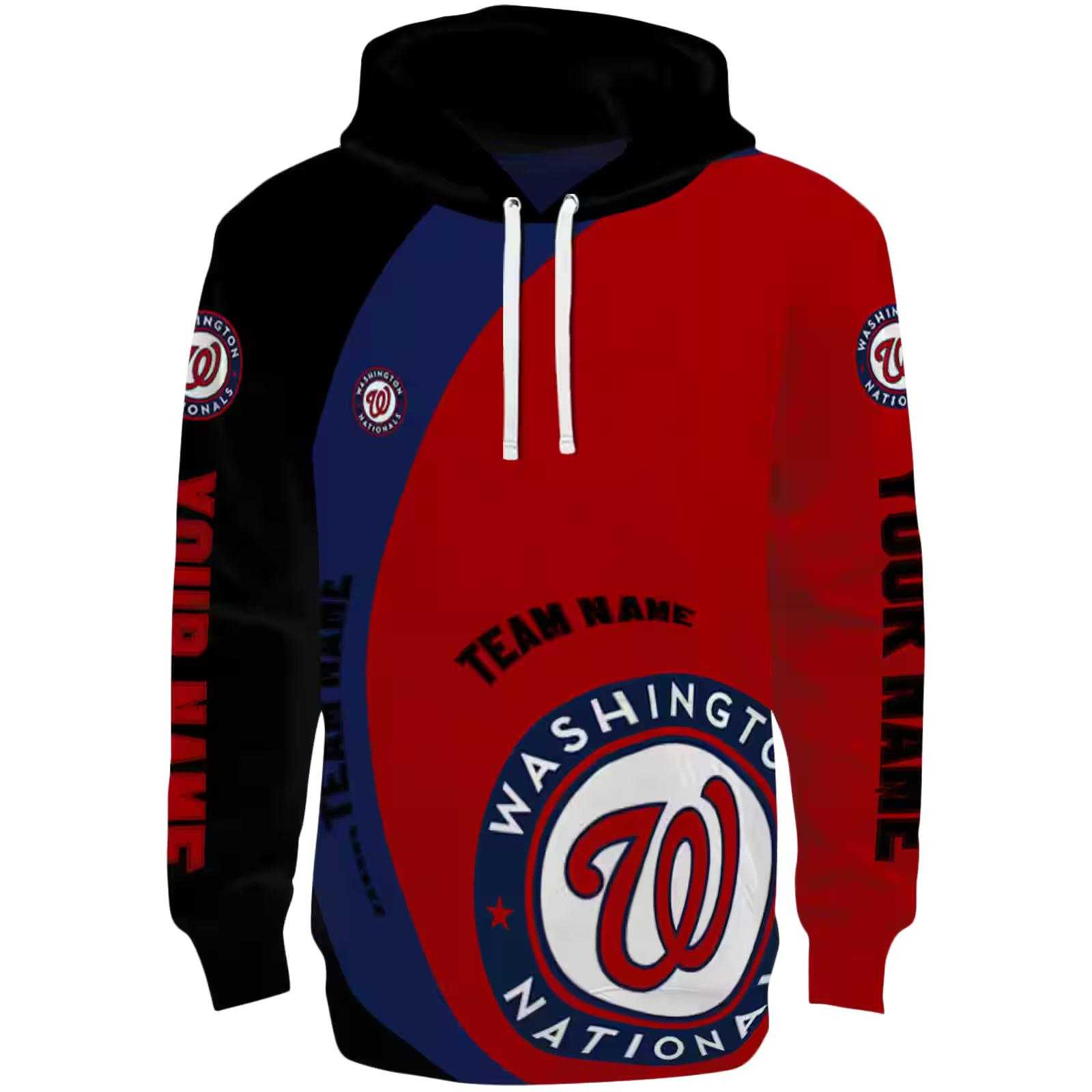 Custom Washington Nationals Minimalist Design Red Black Hoodie