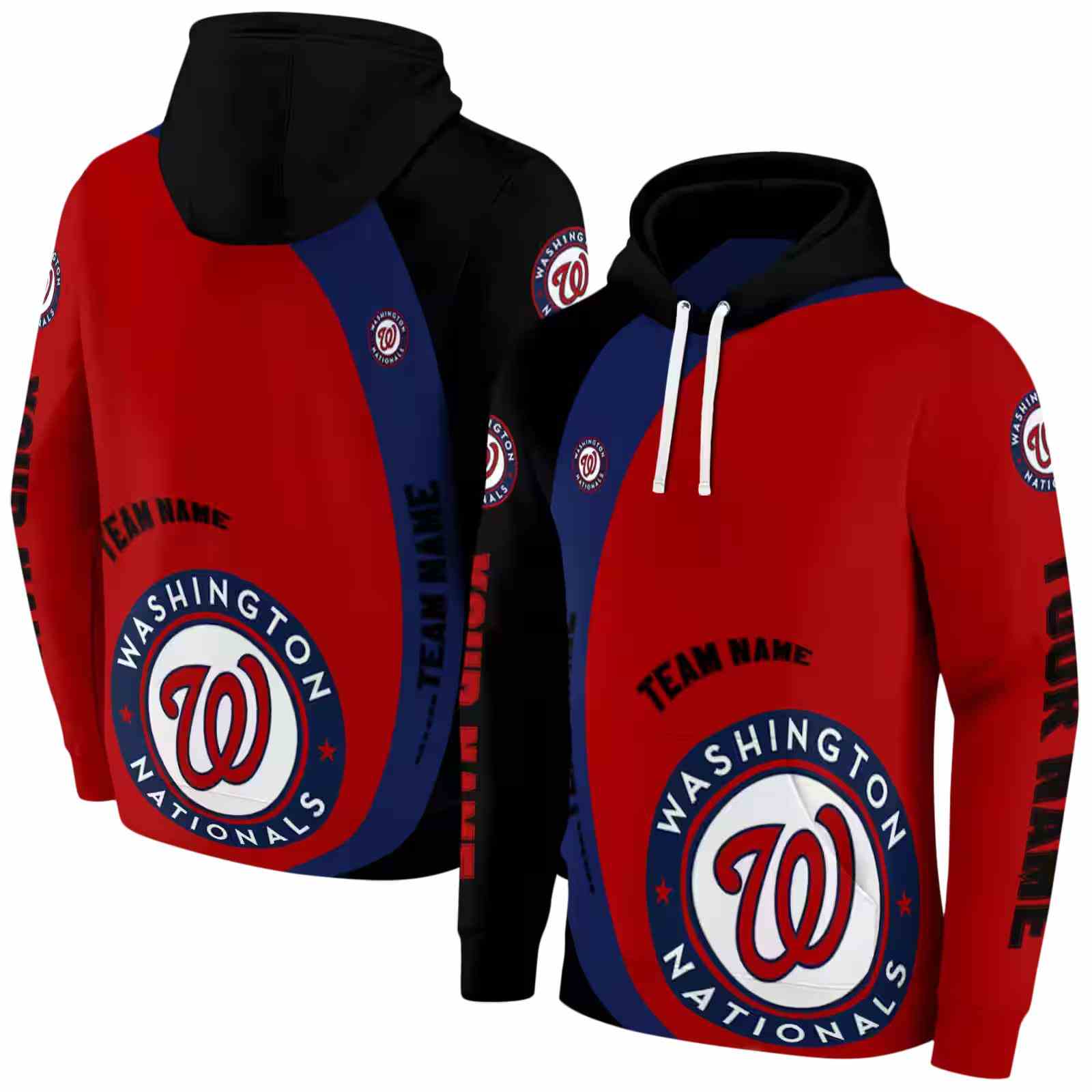 custom washington nationals minimalist design red black hoodie fashion forward