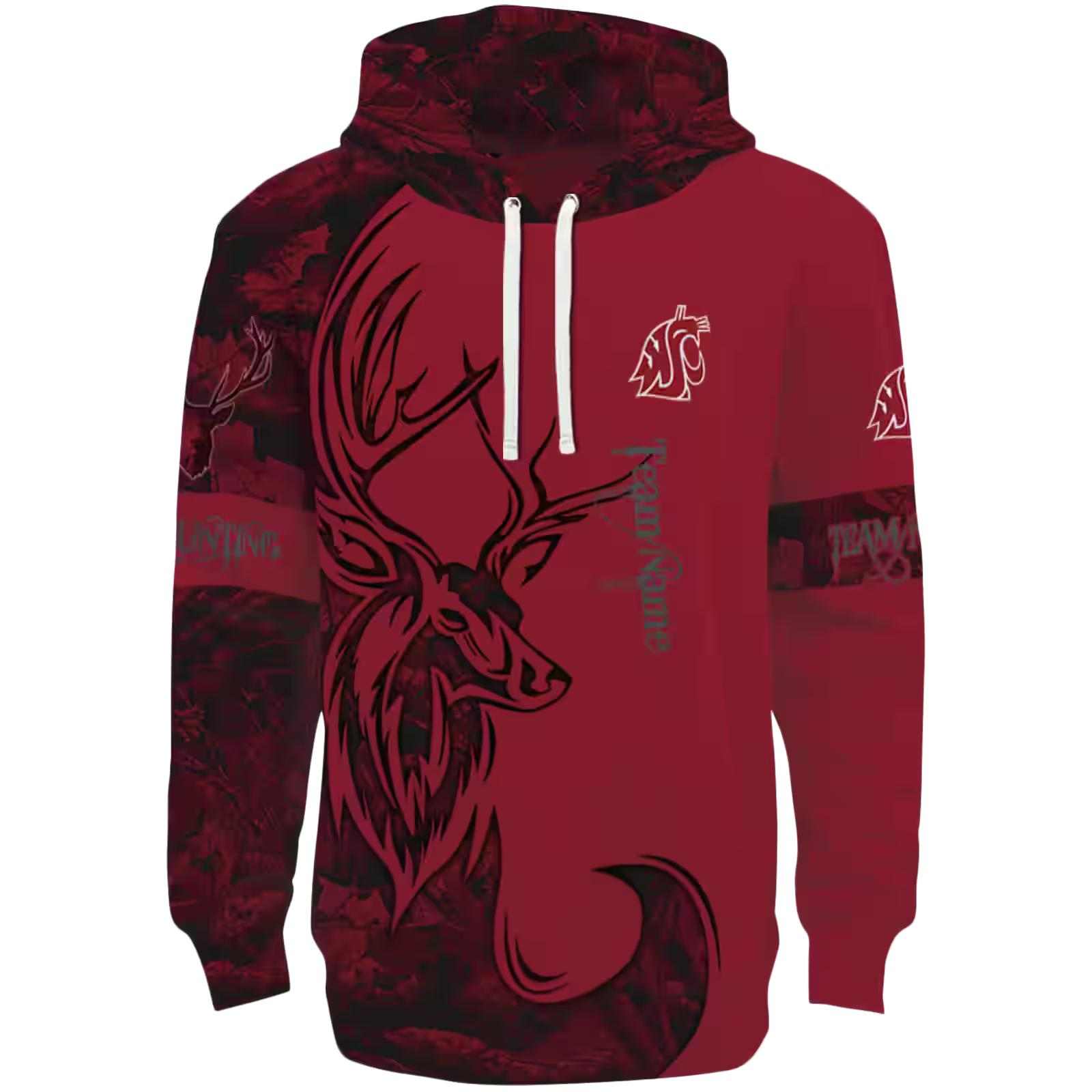 Custom Washington State Cougars Deer Silhouette Crimson Hoodie