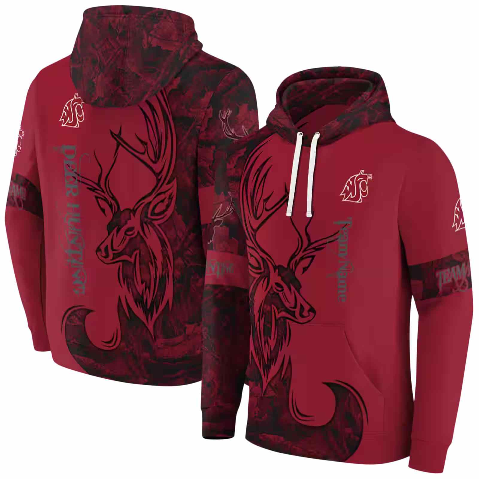 custom washington state cougars deer silhouette crimson hoodie fashion forward