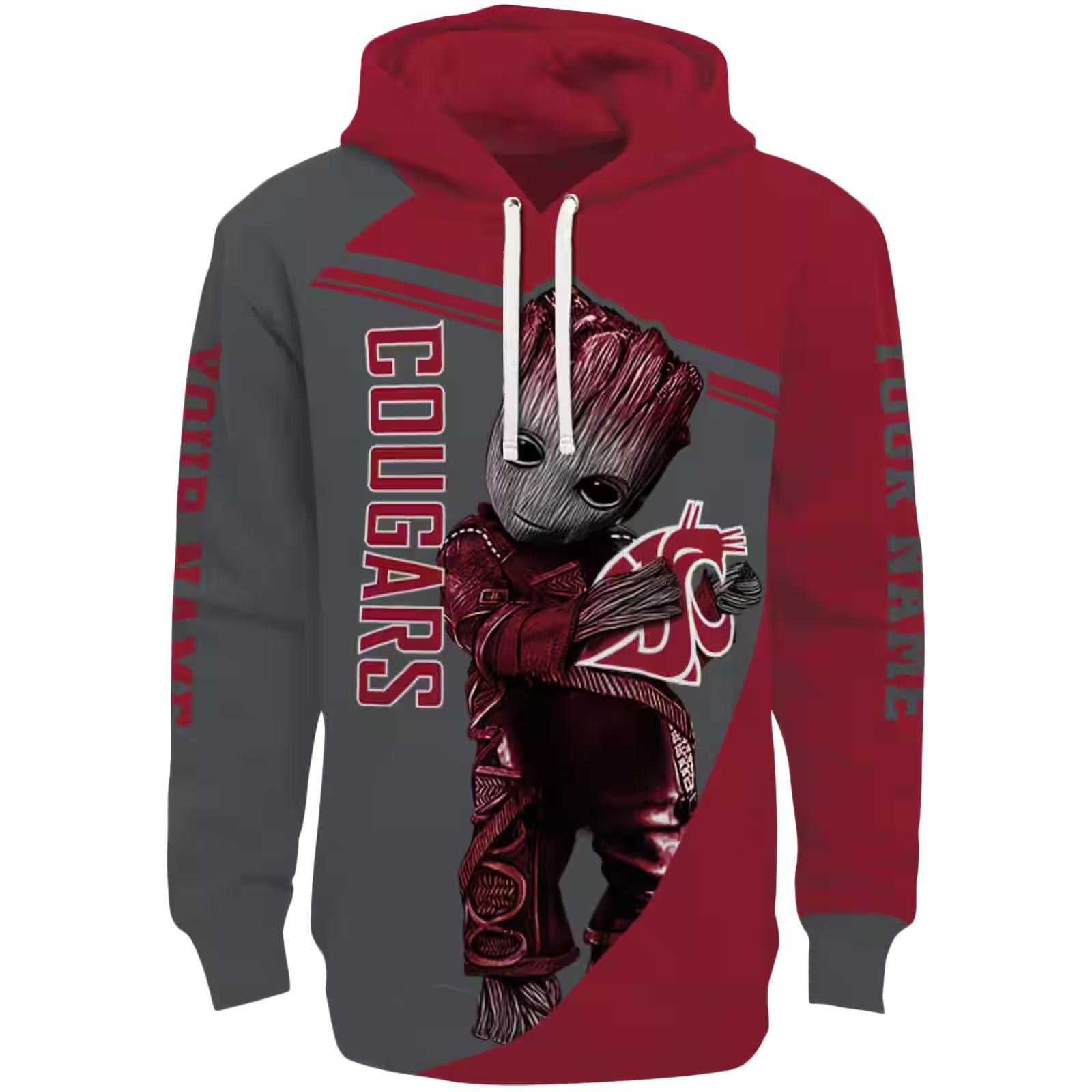 Custom Washington State Cougars Groot Crimson Hoodie